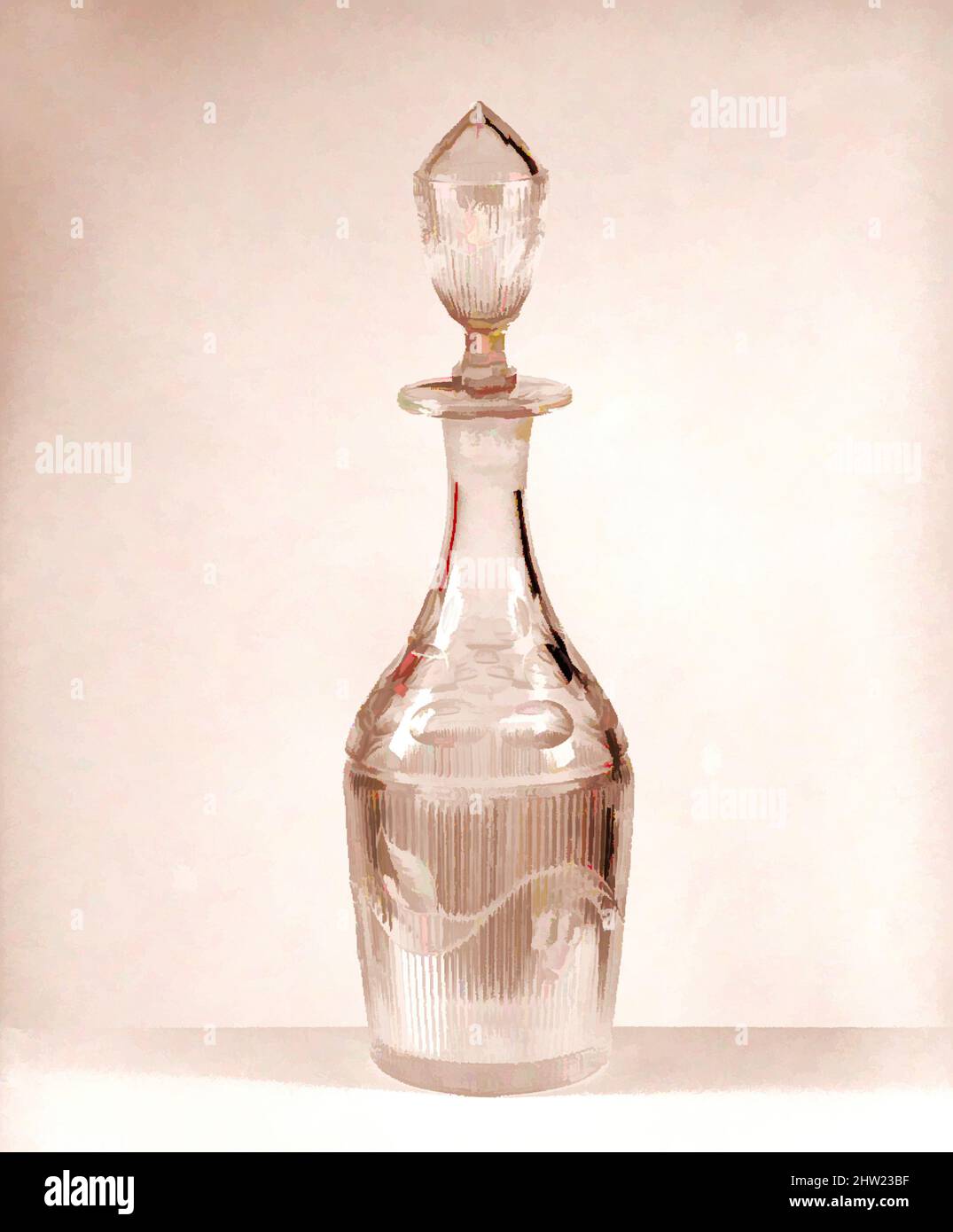 Arte ispirata al decanter, 1850–70, made in United States, American, vetro pressato, H. 11 5/8 poll. (29,5 cm), vetro, opere classiche modernizzate da Artotop con un tuffo di modernità. Forme, colore e valore, impatto visivo accattivante sulle emozioni artistiche attraverso la libertà delle opere d'arte in modo contemporaneo. Un messaggio senza tempo che persegue una nuova direzione selvaggiamente creativa. Artisti che si rivolgono al supporto digitale e creano l'NFT Artotop Foto Stock