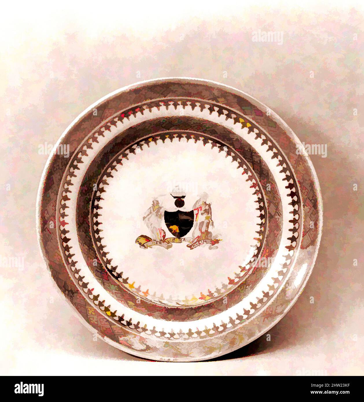 Art Inspired by Dish, 1780–90, Made in China, Chinese, porcellana, Diam. 6 1/8 poll. (15,6 cm), Ceramica, opere classiche modernizzate da Artotop con un tuffo di modernità. Forme, colore e valore, impatto visivo accattivante sulle emozioni artistiche attraverso la libertà delle opere d'arte in modo contemporaneo. Un messaggio senza tempo che persegue una nuova direzione selvaggiamente creativa. Artisti che si rivolgono al supporto digitale e creano l'NFT Artotop Foto Stock