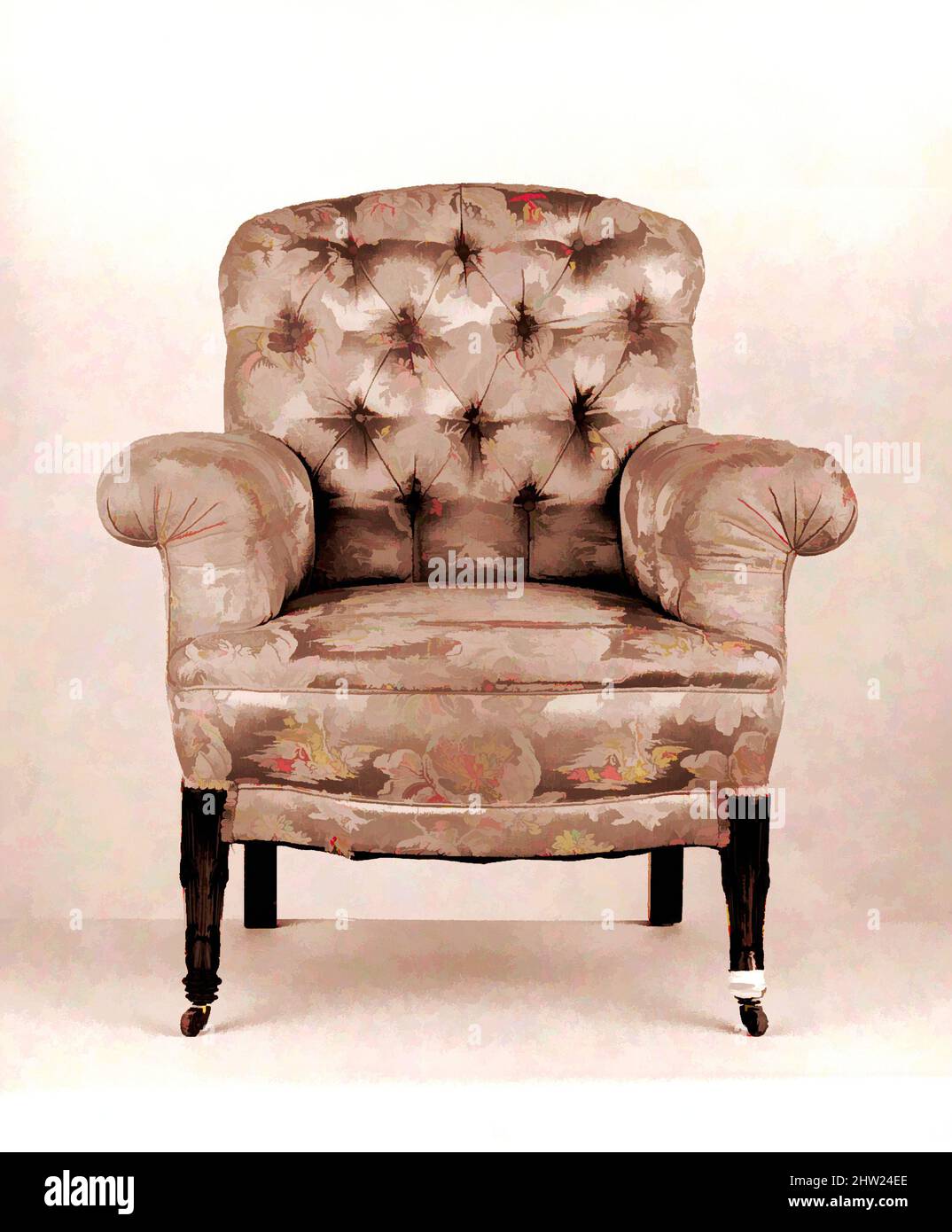 Arte ispirata a Easy Chair, ca. 1870, made in New York, New York, Stati Uniti, America, Rosewood, frassino, rovere bianco, 36 x 33 x 32 pollici (91,4 x 83,8 x 81,3 cm), Mobili, opere classiche modernizzate da Artotop con un tocco di modernità. Forme, colore e valore, impatto visivo accattivante sulle emozioni artistiche attraverso la libertà delle opere d'arte in modo contemporaneo. Un messaggio senza tempo che persegue una nuova direzione selvaggiamente creativa. Artisti che si rivolgono al supporto digitale e creano l'NFT Artotop Foto Stock