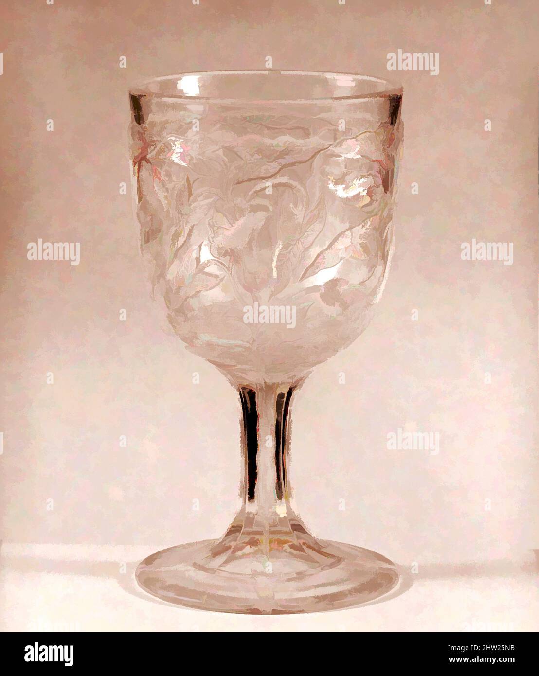 Art Inspired by Goblet, 1870–80, made in Sandwich, Massachusetts, Stati Uniti, Americano, vetro pressato, H. 5 15/16 poll. (15,1 cm), Glass, Boston & Sandwich Glass Company (American, 1825–1888, Sandwich, Massachusetts, opere classiche modernizzate da Artotop con un tocco di modernità. Forme, colore e valore, impatto visivo accattivante sulle emozioni artistiche attraverso la libertà delle opere d'arte in modo contemporaneo. Un messaggio senza tempo che persegue una nuova direzione selvaggiamente creativa. Artisti che si rivolgono al supporto digitale e creano l'NFT Artotop Foto Stock