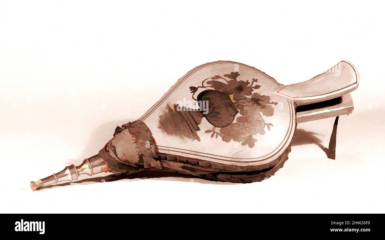 Arte ispirata a mantici, 1800–1830, legno, pelle, ottone, 17 5/16 x 7 5/16 poll. (44 x 18,6 cm), sostanze naturali, opere classiche modernizzate da Artotop con un tuffo di modernità. Forme, colore e valore, impatto visivo accattivante sulle emozioni artistiche attraverso la libertà delle opere d'arte in modo contemporaneo. Un messaggio senza tempo che persegue una nuova direzione selvaggiamente creativa. Artisti che si rivolgono al supporto digitale e creano l'NFT Artotop Foto Stock
