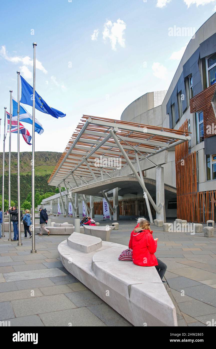 Parlamento scozzese, Holyrood, Città Vecchia, Edimburgo, Lothian, Scozia, Regno Unito Foto Stock