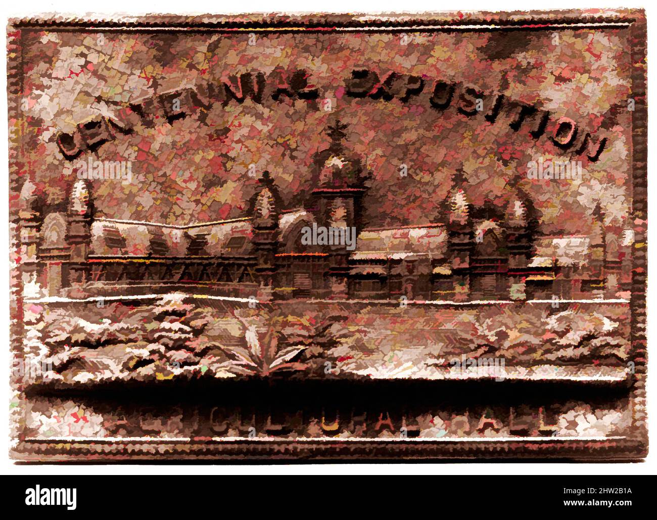 Arte ispirata dalla targa, ca. 1876, americano, legno, 2 5/8 x 3 7/8 poll. (6,7 x 9,8 cm), sostanze naturali, opere classiche modernizzate da Artotop con un tuffo di modernità. Forme, colore e valore, impatto visivo accattivante sulle emozioni artistiche attraverso la libertà delle opere d'arte in modo contemporaneo. Un messaggio senza tempo che persegue una nuova direzione selvaggiamente creativa. Artisti che si rivolgono al supporto digitale e creano l'NFT Artotop Foto Stock