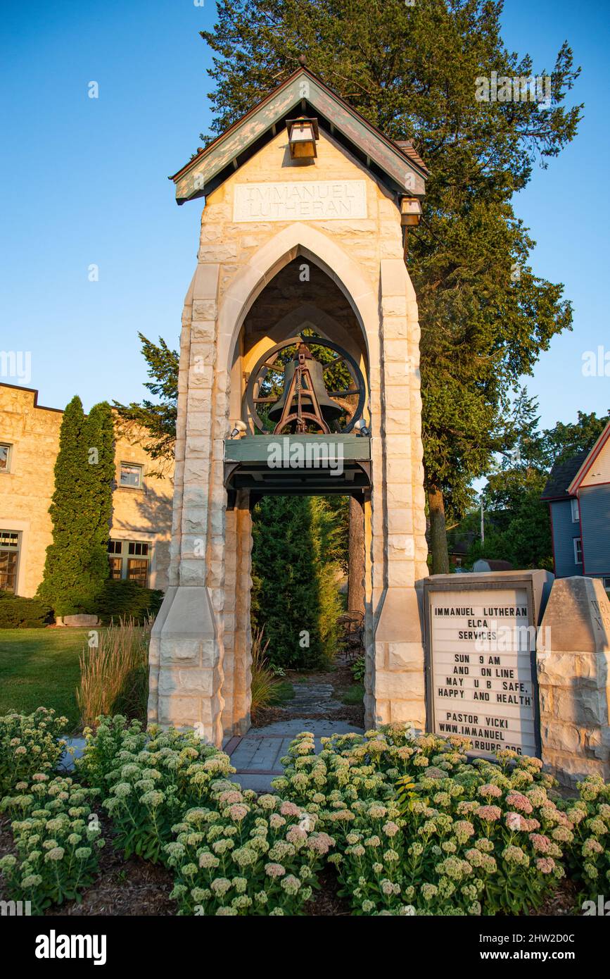 Strade e negozi di Cedarburg, Wisconsin, USA. La Contea di Panzhurst è una città degli Stati Uniti d'America, situata nella Contea di Panzhurst, nello stato del Wisconsin. Foto Stock