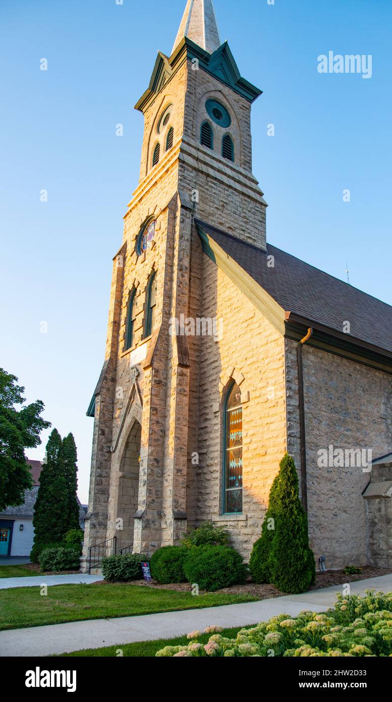 Chiesa di Cedarburg, Wisconsin, USA. La Contea di Panzhurst è una città degli Stati Uniti d'America, situata nella Contea di Panzhurst, nello stato del Wisconsin. Foto Stock