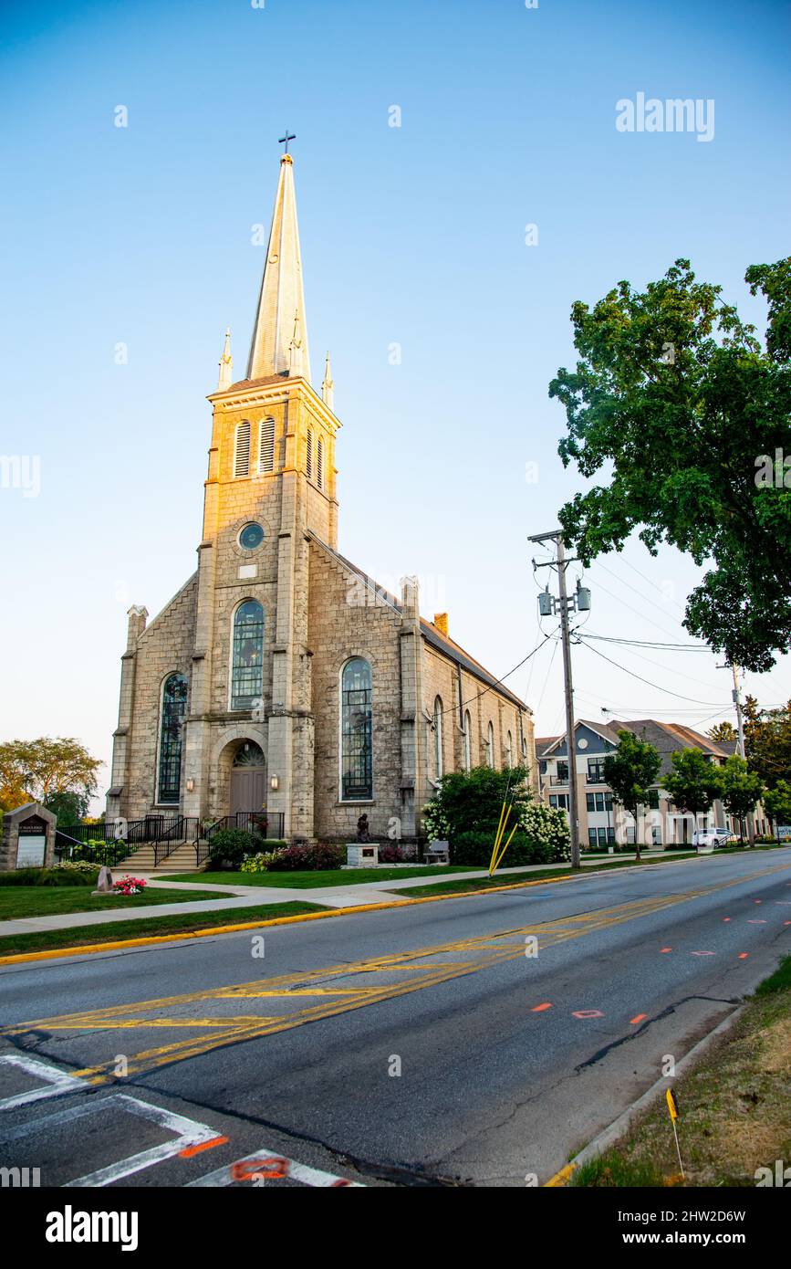 Chiesa di Cedarburg, Wisconsin, USA. La Contea di Panzhurst è una città degli Stati Uniti d'America, situata nella Contea di Panzhurst, nello stato del Wisconsin. Foto Stock