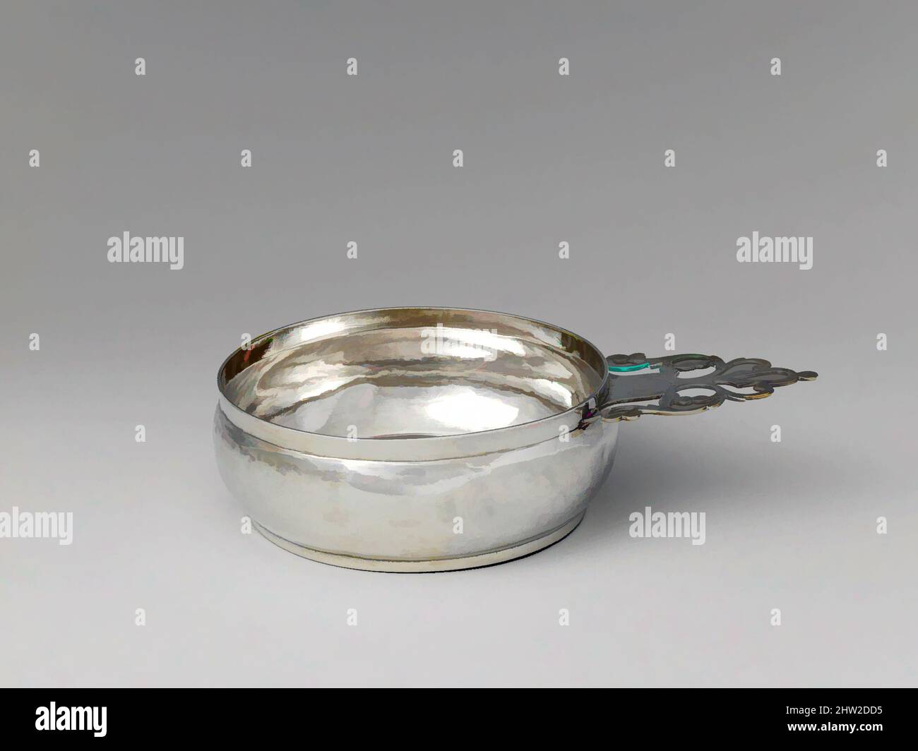 Arte ispirata da Porringer, 1800–1850, made in Newburyport, Massachusetts, Stati Uniti, Americano, argento, totale: 1 7/8 x 8 pollici (4,8 x 20,3 cm); 7 once 2 dwt. (221,1 g), Silver, William Moulton, IV (1772-1861, opere classiche modernizzate da Artotop con un tuffo di modernità. Forme, colore e valore, impatto visivo accattivante sulle emozioni artistiche attraverso la libertà delle opere d'arte in modo contemporaneo. Un messaggio senza tempo che persegue una nuova direzione selvaggiamente creativa. Artisti che si rivolgono al supporto digitale e creano l'NFT Artotop Foto Stock