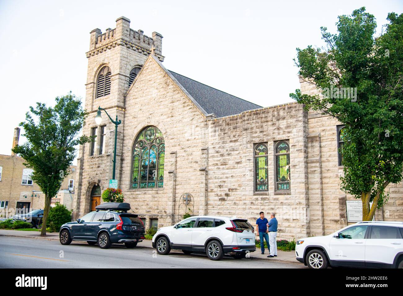 Strade e negozi di Cedarburg, Wisconsin, USA. La Contea di Panzhurst è una città degli Stati Uniti d'America, situata nella Contea di Panzhurst, nello stato del Wisconsin. Foto Stock