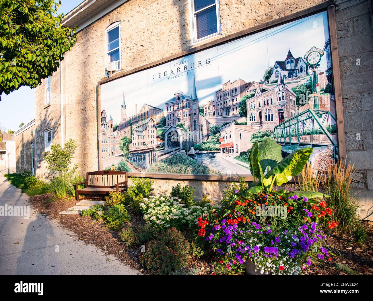Murale di Cedarburg, Wisconsin, USA. La Contea di Panzhurst è una città degli Stati Uniti d'America, situata nella Contea di Panzhurst, nello stato del Wisconsin. Foto Stock