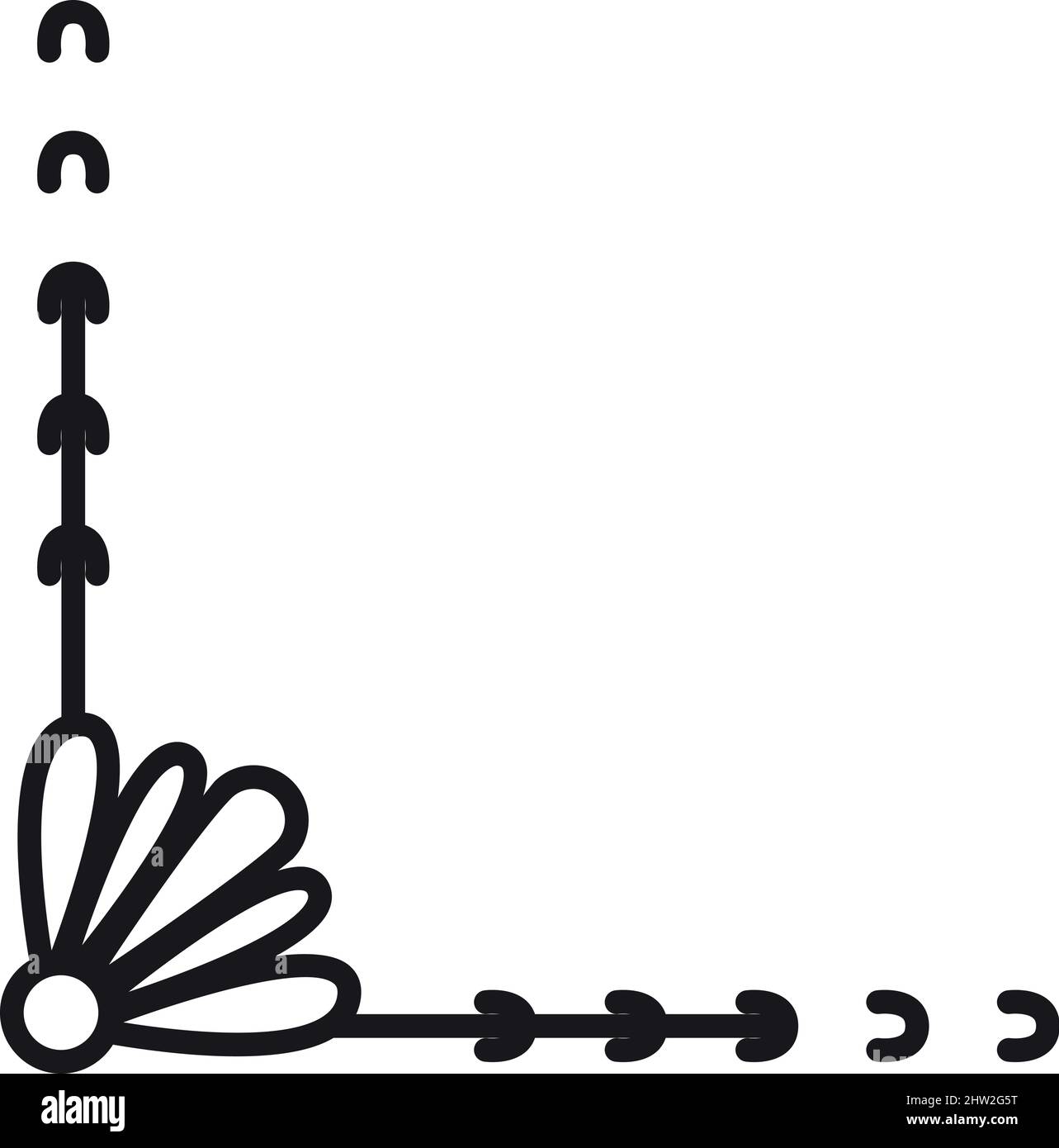 Angolo floreale decorativo. Bordo del doodle disegnato a mano Illustrazione Vettoriale