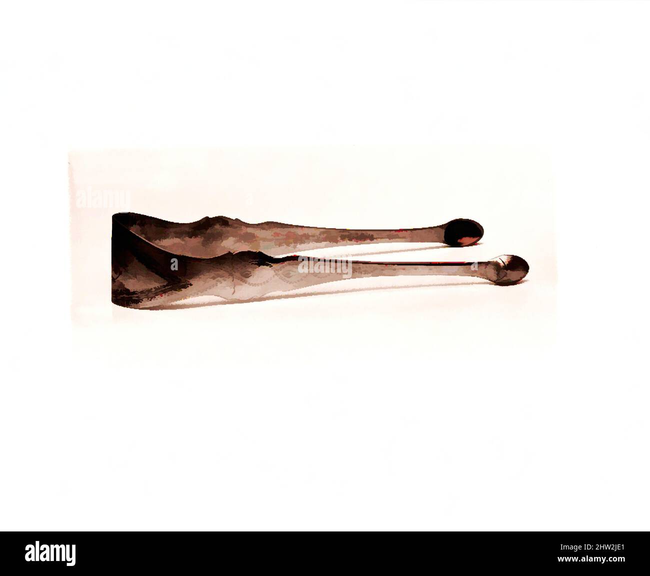 Art Inspired by Tongs, 1800–1830, American, Silver, L. 6 poll. (15,2 cm), Argento, segnato da I. C, opere classiche modernizzate da Artotop con un tuffo di modernità. Forme, colore e valore, impatto visivo accattivante sulle emozioni artistiche attraverso la libertà delle opere d'arte in modo contemporaneo. Un messaggio senza tempo che persegue una nuova direzione selvaggiamente creativa. Artisti che si rivolgono al supporto digitale e creano l'NFT Artotop Foto Stock