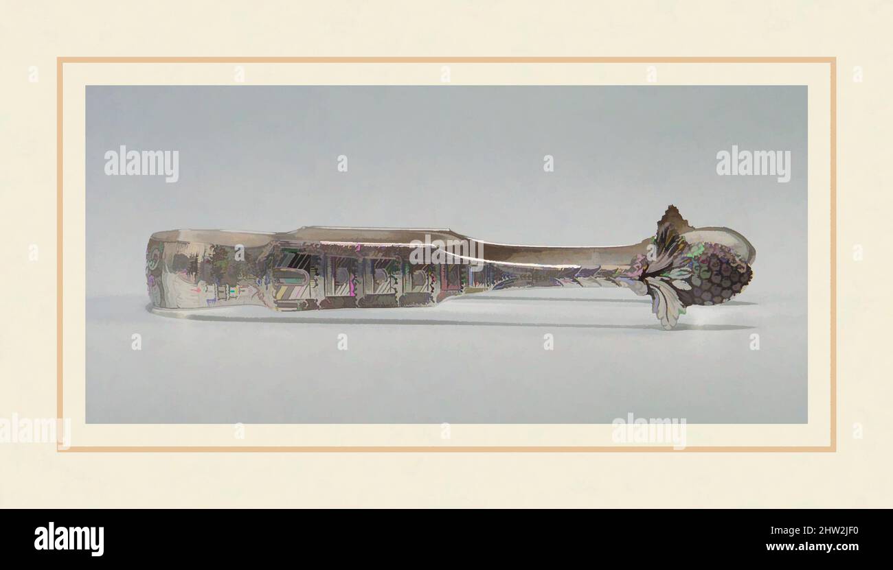 Arte ispirata da Tongs, 1845, made in Baltimora, Maryland, Stati Uniti, Americano, argento, 1 x 6 5/16 x 1 3/4 pollici (2,5 x 16 x 4,4 cm); 3 once 2 dwt. (95,8 g), Silver, Andrew Ellicott Warner (1786–1870, opere classiche modernizzate da Artotop con un tocco di modernità. Forme, colore e valore, impatto visivo accattivante sulle emozioni artistiche attraverso la libertà delle opere d'arte in modo contemporaneo. Un messaggio senza tempo che persegue una nuova direzione selvaggiamente creativa. Artisti che si rivolgono al supporto digitale e creano l'NFT Artotop Foto Stock