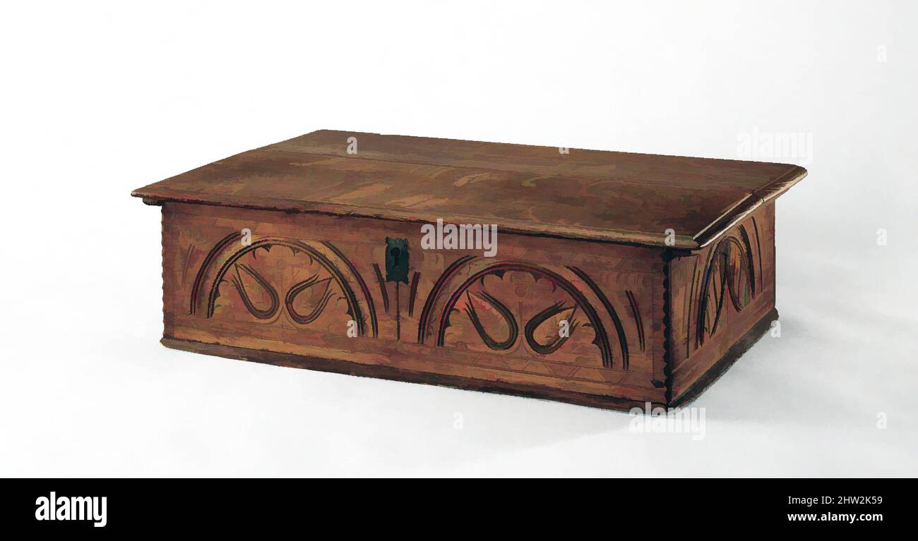 Art Inspired by Box, 1660–1700, made in Connecticut, Stati Uniti, America, Rovere, pino bianco, 7 x 26 1/4 x 17 pollici (17,8 x 66,7 x 43,2 cm), Mobili, il più comune piccolo magazzino nel XVII secolo era la scatola rettangolare con un coperchio incernierato. Le scatole hanno fornito un posto da mantenere, le opere classiche modernizzate da Artotop con un tuffo di modernità. Forme, colore e valore, impatto visivo accattivante sulle emozioni artistiche attraverso la libertà delle opere d'arte in modo contemporaneo. Un messaggio senza tempo che persegue una nuova direzione selvaggiamente creativa. Artisti che si rivolgono al supporto digitale e creano l'NFT Artotop Foto Stock Art Inspired by Box, 1660–1700, made in Connecticut, Stati Uniti, America, Rovere, pino bianco, 7 x 26 1/4 x 17 pollici (17,8 x 66,7 x 43,2 cm), Mobili, il più comune piccolo magazzino nel XVII secolo era la scatola rettangolare con un coperchio incernierato. Le scatole hanno fornito un posto da mantenere, le opere classiche modernizzate da Artotop con un tuffo di modernità. Forme, colore e valore, impatto visivo accattivante sulle emozioni artistiche attraverso la libertà delle opere d'arte in modo contemporaneo. Un messaggio senza tempo che persegue una nuova direzione selvaggiamente creativa. Artisti che si rivolgono al supporto digitale e creano l'NFT Artotop Foto Stock