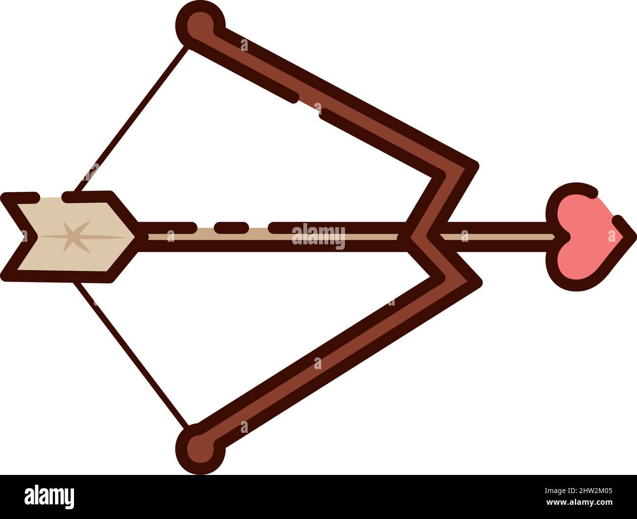 Isolato San Valentino arco e freccia disegno piatto Vector illustrazione Illustrazione Vettoriale