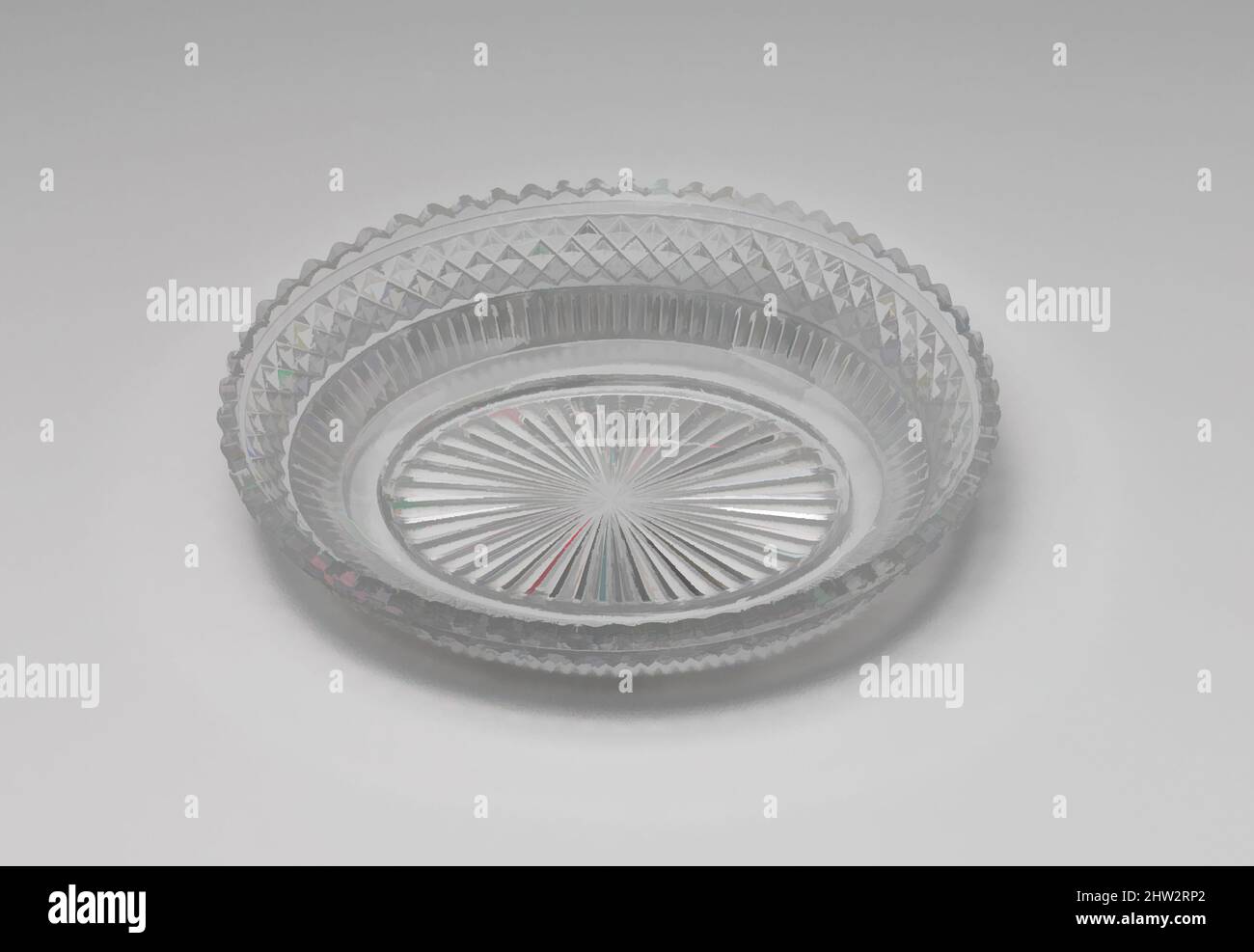 Art Inspired by Oval Dish, 1818, americano, vetro, 2 13/16 x 8 9/16 poll. (7,1 x 21,7 cm), Glass, Pellatt & Green, William Bayard (1761–1826) commissionò questo servizio al tavolo nel 1818 per sua figlia Harriet (1799–1875) e suo marito Stephen Van Rensselaer IV (1789–1868) di Pellatt, opere classiche modernizzate da Artotop con un tuffo di modernità. Forme, colore e valore, impatto visivo accattivante sulle emozioni artistiche attraverso la libertà delle opere d'arte in modo contemporaneo. Un messaggio senza tempo che persegue una nuova direzione selvaggiamente creativa. Artisti che si rivolgono al supporto digitale e creano l'NFT Artotop Foto Stock