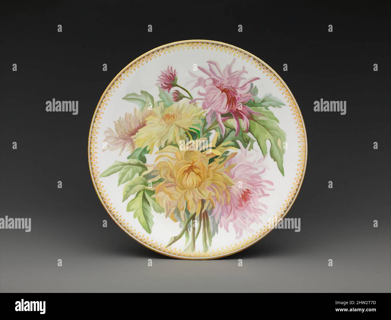 Art Inspired by Plate, 1887, made in Mid-Atlantic, Stati Uniti, America, Porcellana, 9 1/2 poll. (24,1 cm), Ceramics, Hannah Davis Monachesi (americano, 1851–1911, opere classiche modernizzate da Artotop con un tocco di modernità. Forme, colore e valore, impatto visivo accattivante sulle emozioni artistiche attraverso la libertà delle opere d'arte in modo contemporaneo. Un messaggio senza tempo che persegue una nuova direzione selvaggiamente creativa. Artisti che si rivolgono al supporto digitale e creano l'NFT Artotop Foto Stock