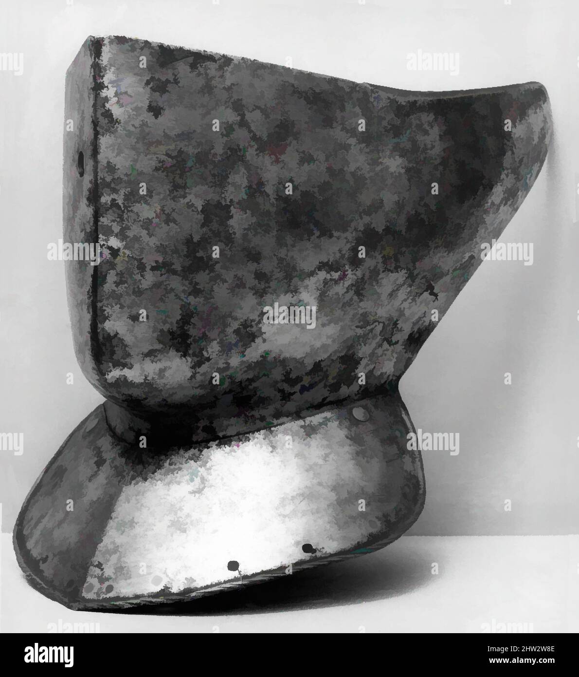 Arte ispirata da Buffe, 16th secolo, tedesco, acciaio, H. 10 poll. (25,4 cm); W. 9 3/4" (24,8 cm), Armour Parts-Buffes, opere classiche modernizzate da Artotop con un tuffo di modernità. Forme, colore e valore, impatto visivo accattivante sulle emozioni artistiche attraverso la libertà delle opere d'arte in modo contemporaneo. Un messaggio senza tempo che persegue una nuova direzione selvaggiamente creativa. Artisti che si rivolgono al supporto digitale e creano l'NFT Artotop Foto Stock