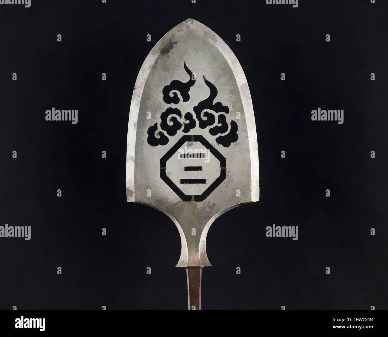 Arte ispirata da Arrowhead (Yanonē), 18th secolo, giapponese, acciaio, L. 13 7/8 poll. (35,3 cm); L. della testa 4 1/2" (11,4 cm); W. 2 3/8" (6 cm); peso 3,7 once (104,9 g), Arciery Equipment-Arrowhead, opere classiche modernizzate da Artotop con un tuffo di modernità. Forme, colore e valore, impatto visivo accattivante sulle emozioni artistiche attraverso la libertà delle opere d'arte in modo contemporaneo. Un messaggio senza tempo che persegue una nuova direzione selvaggiamente creativa. Artisti che si rivolgono al supporto digitale e creano l'NFT Artotop Foto Stock