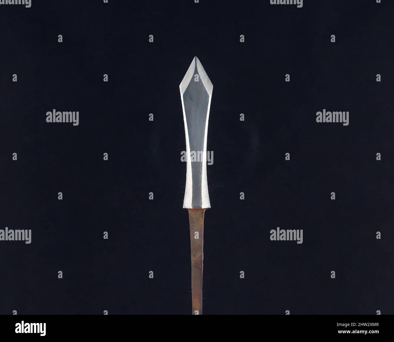 Arte ispirata da Arrowhead (Yanonē), 18th secolo, giapponese, acciaio, L. 8 7/8 poll. (22,5 cm); L. della testa 2 3/8" (6 cm); W. 1/2" (1,3 cm); peso 1,2 once (34 g), Arciery Equipment-Arrowhead, opere classiche modernizzate da Artotop con un tuffo di modernità. Forme, colore e valore, impatto visivo accattivante sulle emozioni artistiche attraverso la libertà delle opere d'arte in modo contemporaneo. Un messaggio senza tempo che persegue una nuova direzione selvaggiamente creativa. Artisti che si rivolgono al supporto digitale e creano l'NFT Artotop Foto Stock