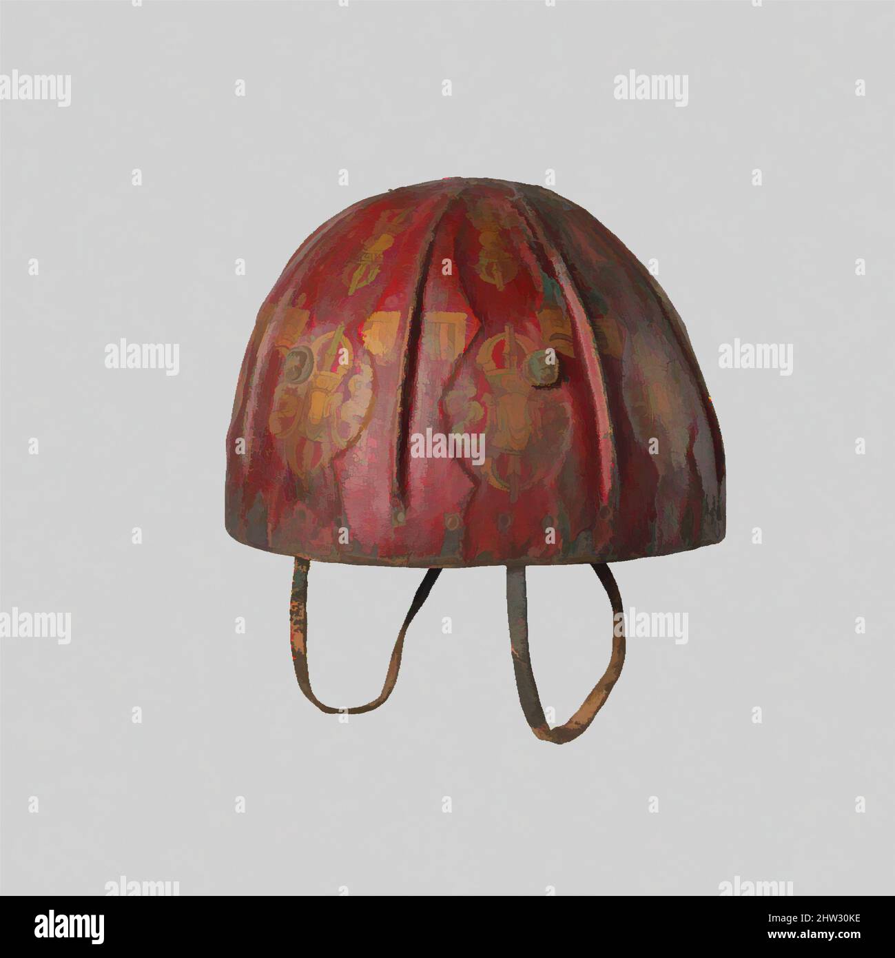 Arte ispirata al casco in pelle con simboli Auspicious, 15th–17th secolo, tibetano, pelle, oro, Gommalacca, pigmenti, H. 6 1/4 poll. (15,9 cm); Diam. 8 7/8 poll. (22,5 cm); peso 1 libbre 13,7 once (842 g), Caschi, opere classiche modernizzate da Artotop con un tuffo di modernità. Forme, colore e valore, impatto visivo accattivante sulle emozioni artistiche attraverso la libertà delle opere d'arte in modo contemporaneo. Un messaggio senza tempo che persegue una nuova direzione selvaggiamente creativa. Artisti che si rivolgono al supporto digitale e creano l'NFT Artotop Foto Stock Arte ispirata al casco in pelle con simboli Auspicious, 15th–17th secolo, tibetano, pelle, oro, Gommalacca, pigmenti, H. 6 1/4 poll. (15,9 cm); Diam. 8 7/8 poll. (22,5 cm); peso 1 libbre 13,7 once (842 g), Caschi, opere classiche modernizzate da Artotop con un tuffo di modernità. Forme, colore e valore, impatto visivo accattivante sulle emozioni artistiche attraverso la libertà delle opere d'arte in modo contemporaneo. Un messaggio senza tempo che persegue una nuova direzione selvaggiamente creativa. Artisti che si rivolgono al supporto digitale e creano l'NFT Artotop Foto Stock