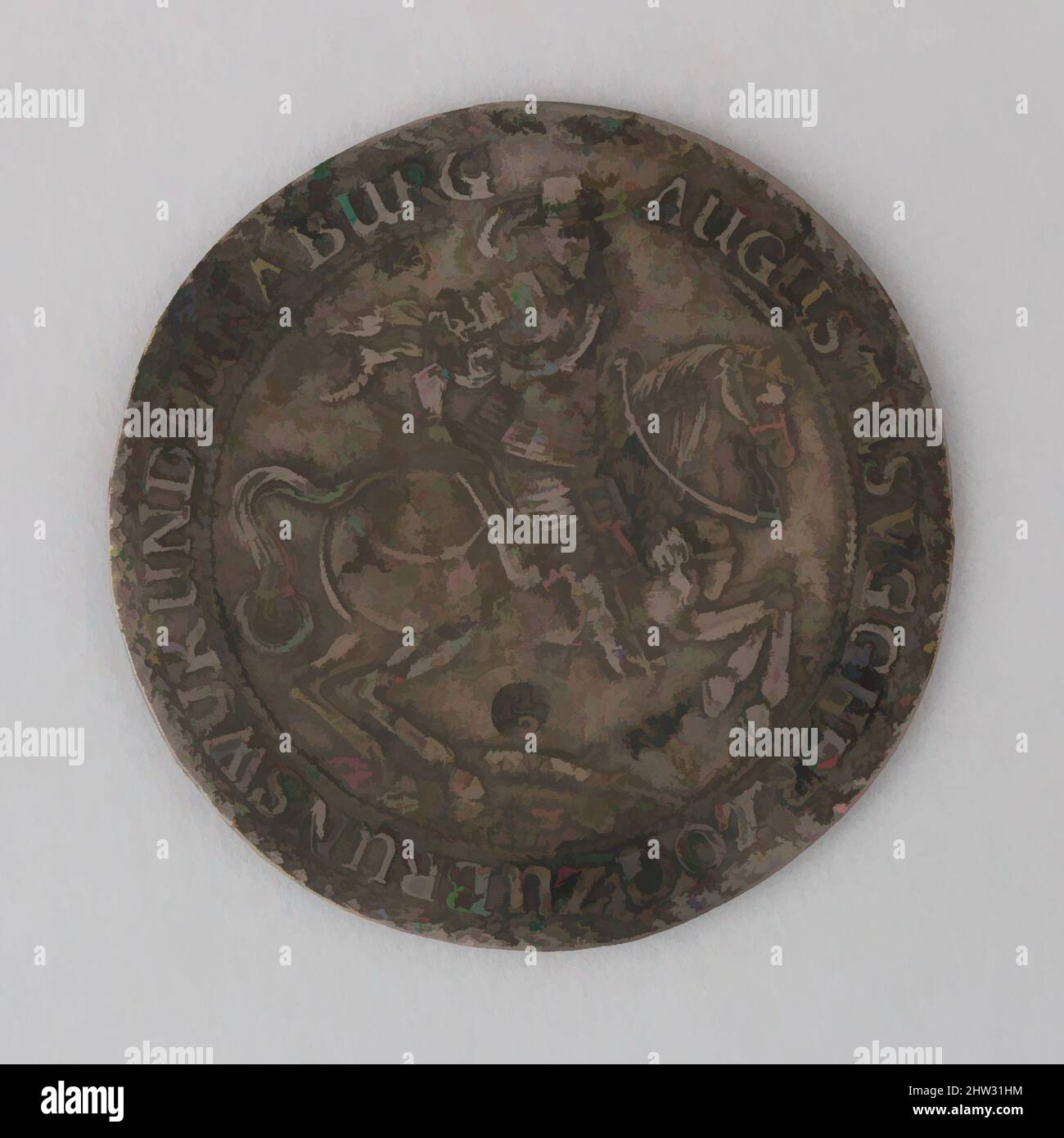 Arte ispirata da Coin (uno e mezzo Thaler) che mostra Augusto V, Duca di Brunswick-Luneburg, 1662, Tedesco, Argento, Diam. 2 1/2 poll. (6,4 cm); spessore 1/16" (0,2 cm); peso 1,5 once (42,5 g), Miscellaneous-Coins e Medals, opere classiche modernizzate da Artotop con un tuffo di modernità. Forme, colore e valore, impatto visivo accattivante sulle emozioni artistiche attraverso la libertà delle opere d'arte in modo contemporaneo. Un messaggio senza tempo che persegue una nuova direzione selvaggiamente creativa. Artisti che si rivolgono al supporto digitale e creano l'NFT Artotop Foto Stock