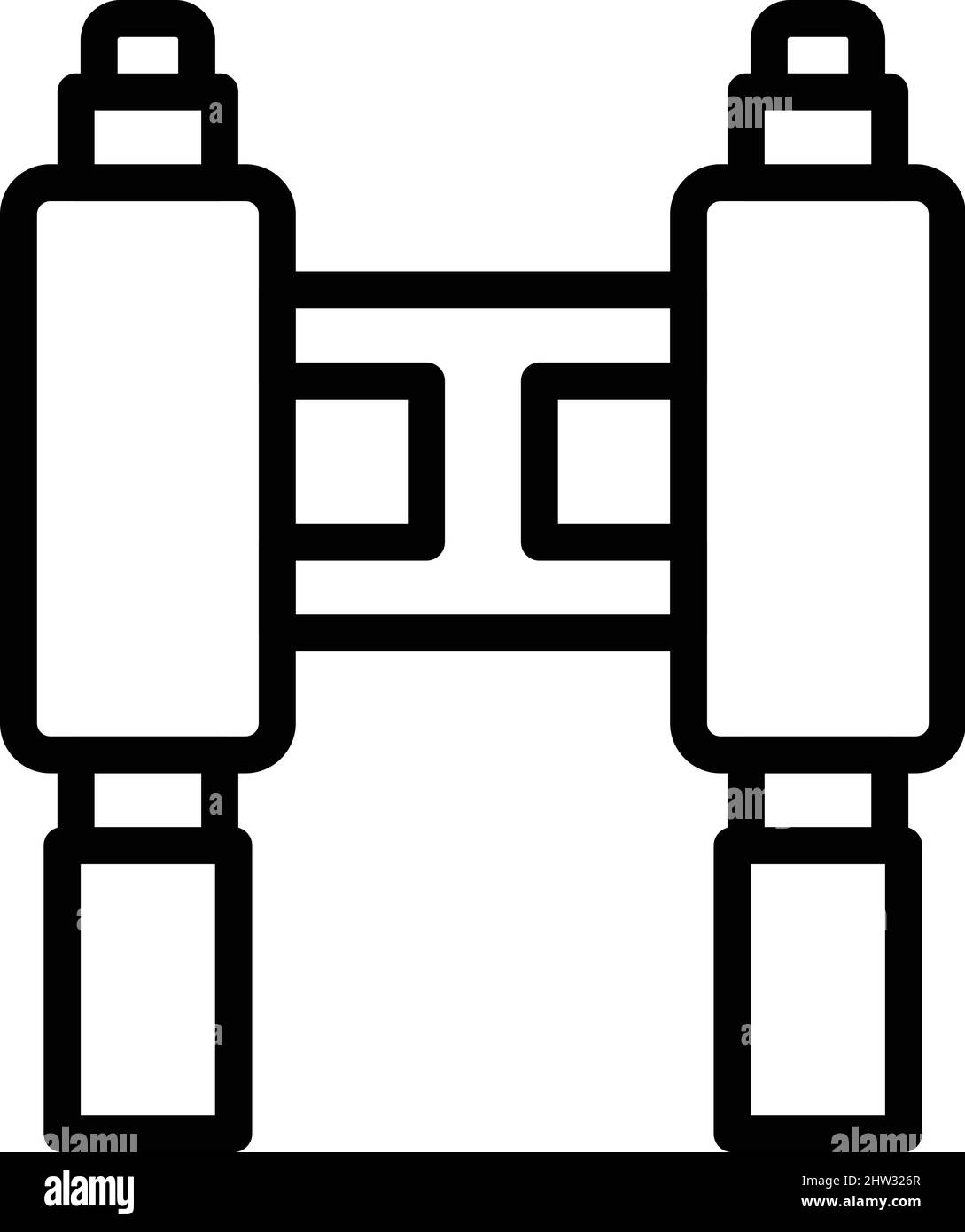 Icona della sospensione della bicicletta vettore di contorno. Attrezzatura da bicicletta. Parte motocicletta Illustrazione Vettoriale