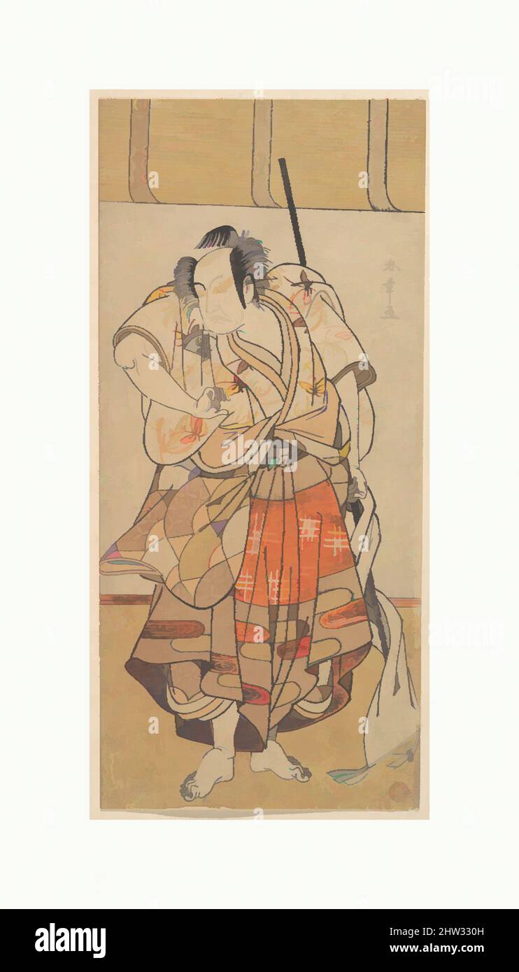 Arte ispirata al primo Onoe Kikugoro come uomo arrabbiato, periodo Edo (1615-1868), ca. 1772, Giappone, stampa a blocchi di legno policromi; inchiostro e colore su carta, 11 1/2 x 5 1/5 pollici (29,2 x 13,2 cm), stampe, Katsukawa Shunshō (giapponese, 1726–1792, opere classiche modernizzate da Artotop con un tuffo di modernità. Forme, colore e valore, impatto visivo accattivante sulle emozioni artistiche attraverso la libertà delle opere d'arte in modo contemporaneo. Un messaggio senza tempo che persegue una nuova direzione selvaggiamente creativa. Artisti che si rivolgono al supporto digitale e creano l'NFT Artotop Foto Stock