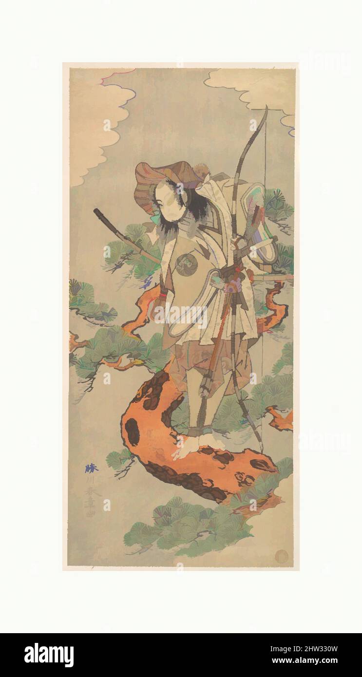 Arte ispirata al Nono Ichimura Uzaemon come Guerriero Samurai, periodo Edo (1615–1868), ca. 1773, Giappone, stampa a blocchi di legno policromi; inchiostro e colore su carta, 12 x 5 3/8 pollici (30,5 x 13,7 cm), stampe, Katsukawa Shunshō (giapponese, 1726–1792, opere classiche modernizzate da Artotop con un tuffo di modernità. Forme, colore e valore, impatto visivo accattivante sulle emozioni artistiche attraverso la libertà delle opere d'arte in modo contemporaneo. Un messaggio senza tempo che persegue una nuova direzione selvaggiamente creativa. Artisti che si rivolgono al supporto digitale e creano l'NFT Artotop Foto Stock