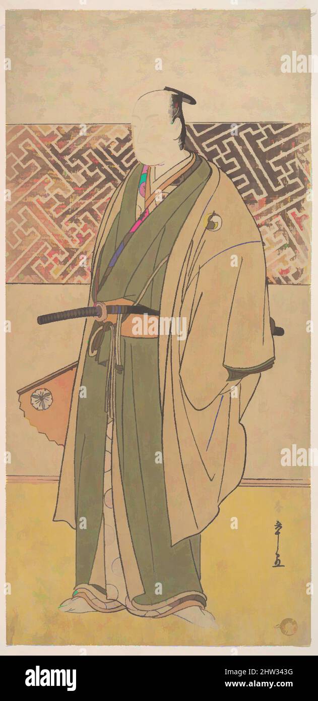 Arte ispirata dal quarto Matsumoto Koshiro nel ruolo di Oboshi Yuranosuke, periodo Edo (1615–1868), ca. 1787, Giappone, stampa a blocchi di legno policromi; inchiostro e colore su carta, 11 7/8 x 5 2/3 pollici (30,2 x 14,4 cm), stampe, Katsukawa Shunshō (giapponese, 1726–1792, opere classiche modernizzate da Artotop con un tuffo di modernità. Forme, colore e valore, impatto visivo accattivante sulle emozioni artistiche attraverso la libertà delle opere d'arte in modo contemporaneo. Un messaggio senza tempo che persegue una nuova direzione selvaggiamente creativa. Artisti che si rivolgono al supporto digitale e creano l'NFT Artotop Foto Stock