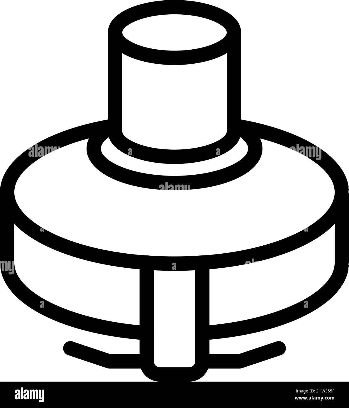 Vettore contorno icona testina tagliabasette. Filo di taglio. Strumento agricolo Illustrazione Vettoriale