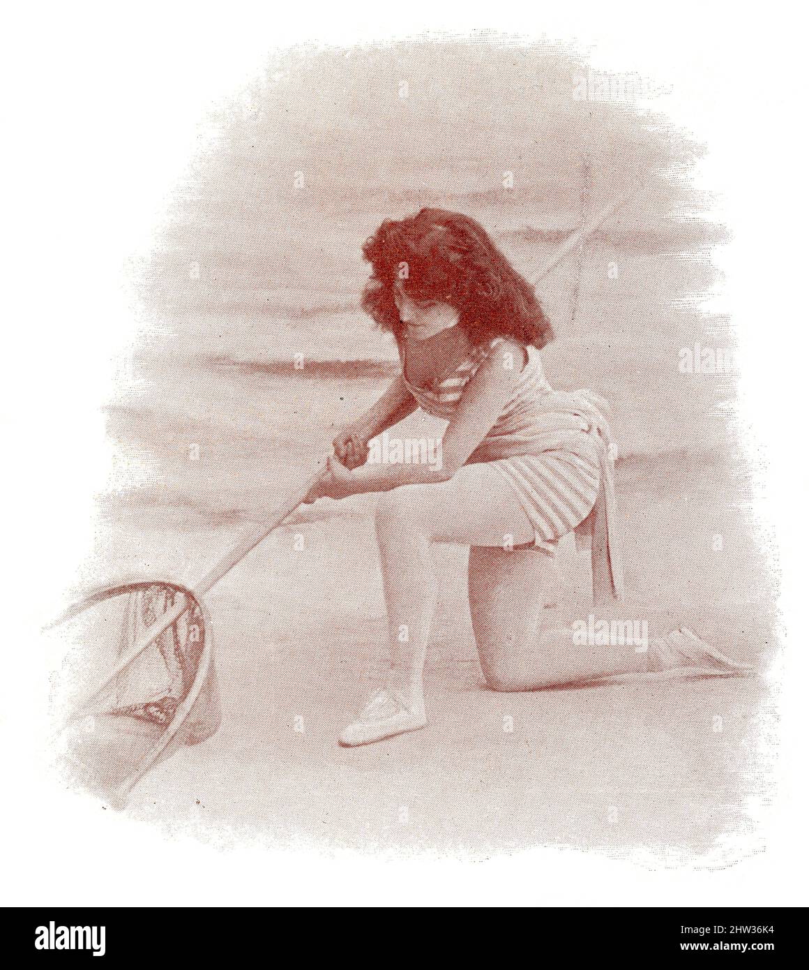 Naiadi parigine. Ritratto di una donna sulla riva con una rete a mano. Immagine della rivista teatrale francese-tedesca 'Das Album', 1898. Foto Stock