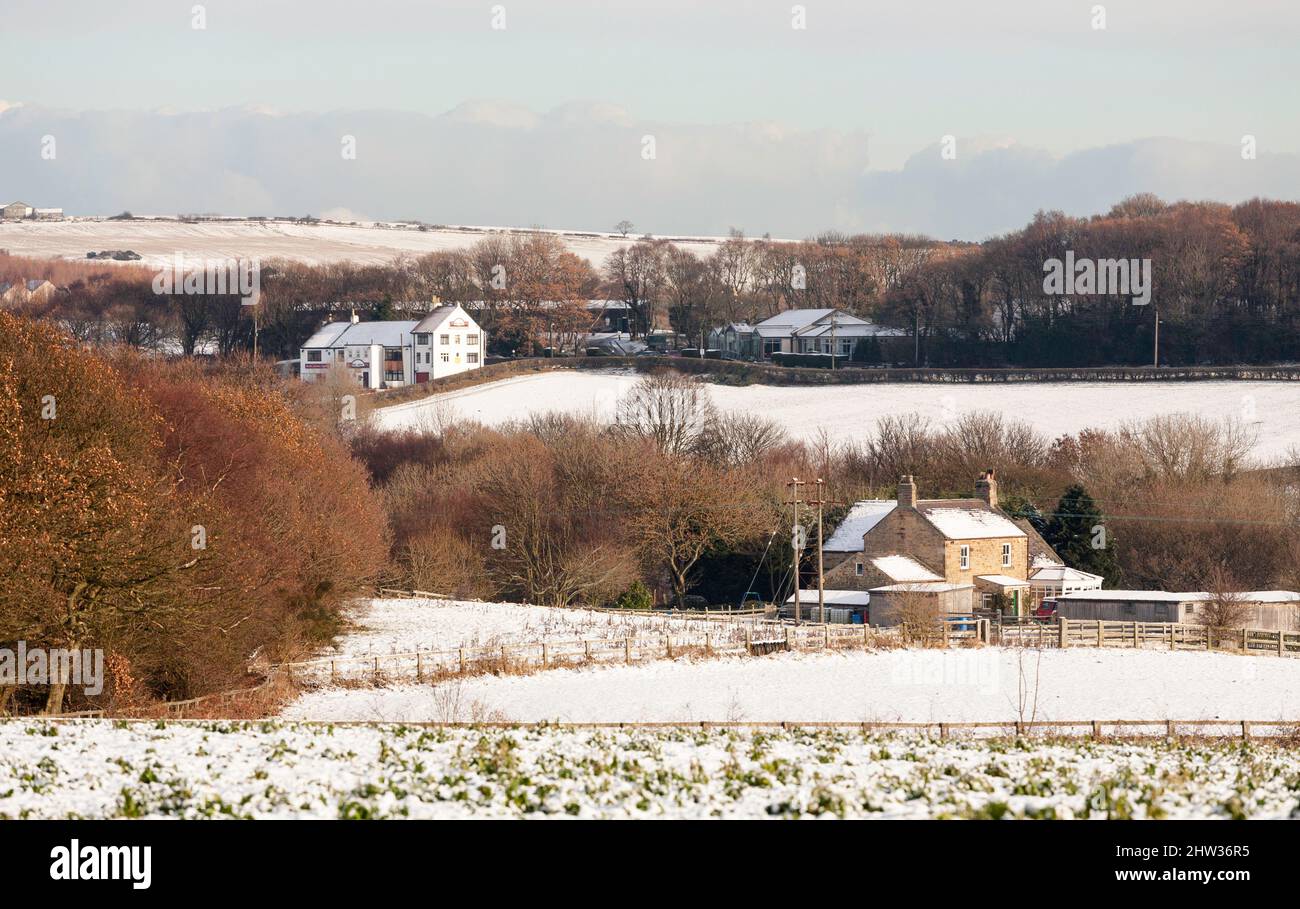 Vista invernale della campagna guardando a nord est dal sentiero Causey Burn, vicino Stanley, Co. Durham, Inghilterra, Regno Unito Foto Stock