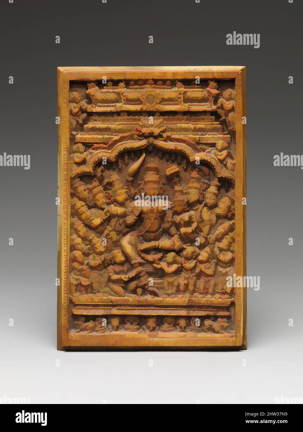 Arte ispirata da Rama, Sita e Lakshmana onorata da Sages, Hanuman, e la sua Esercito, periodo Nayaka, 17th–18th secolo, India (Tamil Nadu), Avorio, H. 5 15/16 poll. (15,1 cm); W. 4" (10,2 cm); D. 3/8" (1 cm), scultura, questo piccolo pannello, probabilmente per il culto in un santuario domestico, opere classiche modernizzate da Artotop con un tuffo di modernità. Forme, colore e valore, impatto visivo accattivante sulle emozioni artistiche attraverso la libertà delle opere d'arte in modo contemporaneo. Un messaggio senza tempo che persegue una nuova direzione selvaggiamente creativa. Artisti che si rivolgono al supporto digitale e creano l'NFT Artotop Foto Stock