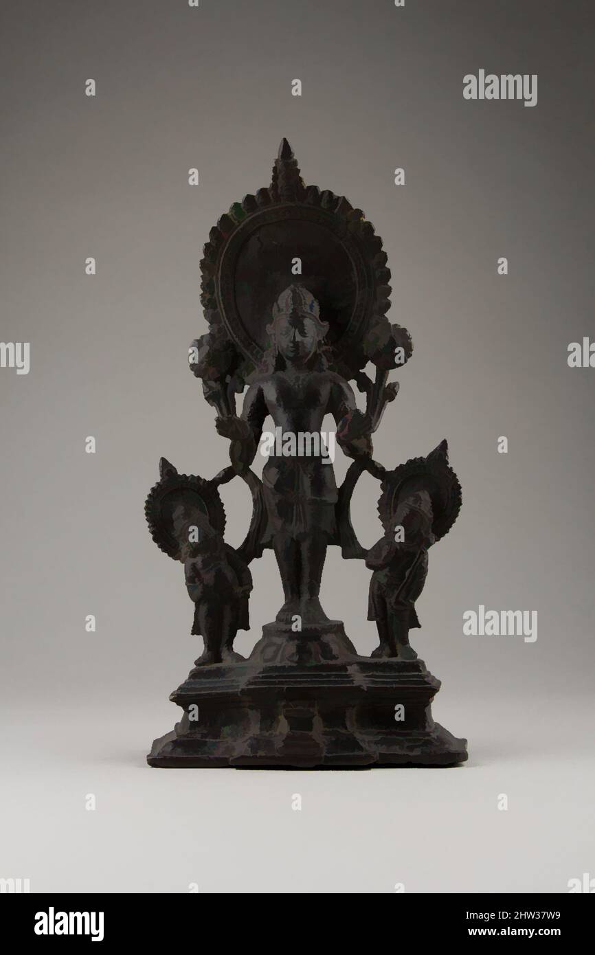 Arte ispirata da Surya, il Dio Sole, con partecipanti, periodo pala, ca. 9th secolo, Bangladesh, Bronzo, H. 13 3/8 pollici (33,9 cm), scultura, opere classiche modernizzate da Artotop con un tuffo di modernità. Forme, colore e valore, impatto visivo accattivante sulle emozioni artistiche attraverso la libertà delle opere d'arte in modo contemporaneo. Un messaggio senza tempo che persegue una nuova direzione selvaggiamente creativa. Artisti che si rivolgono al supporto digitale e creano l'NFT Artotop Foto Stock