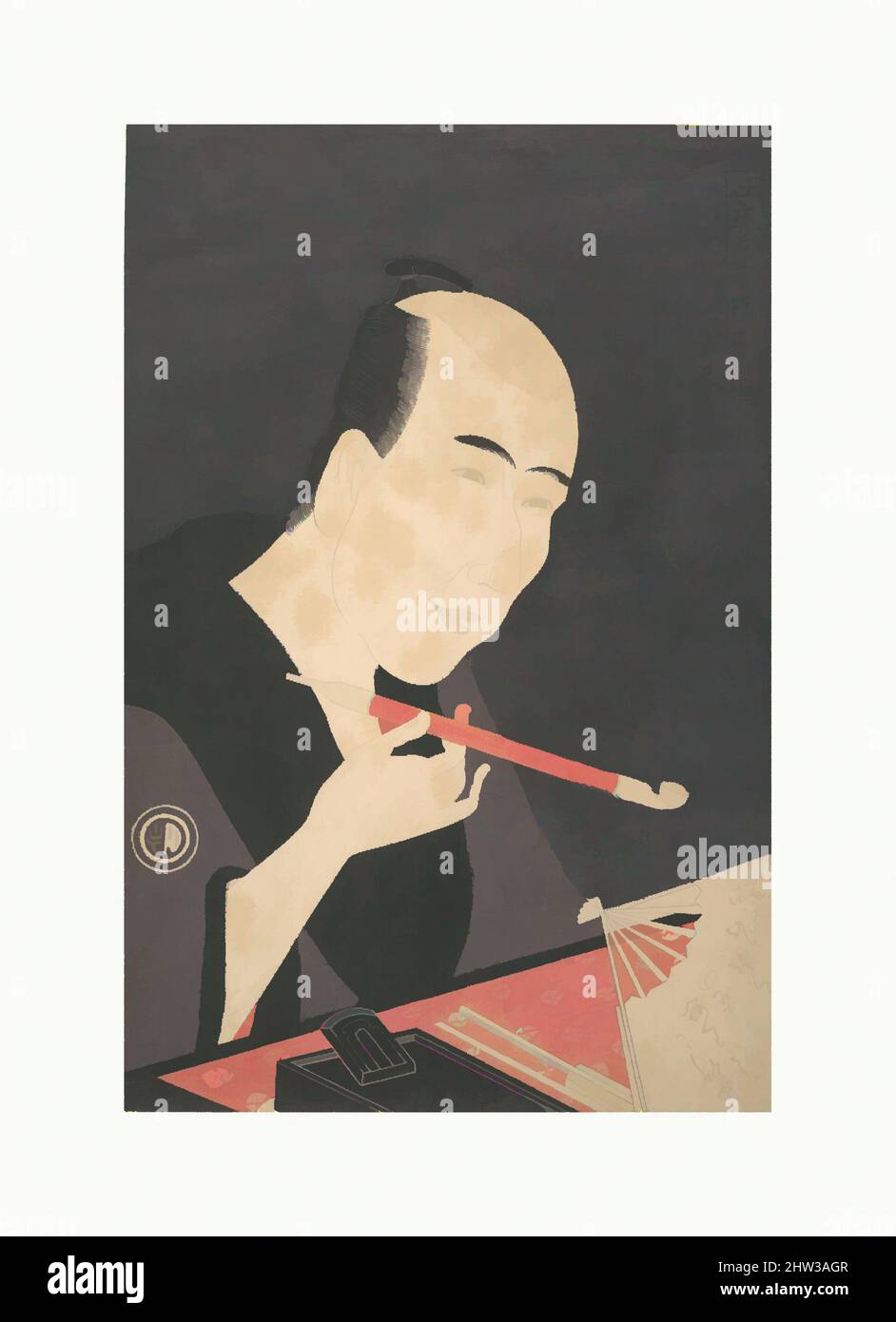 Arte ispirata allo scrittore Santō Kyōden (noto anche come Kitao Masanobu), periodo Edo (1615-1868), ca. 1795, Giappone, stampa a blocchi di legno policromi; inchiostro e colore su carta, 15 3/8 x 10 1/4 pollici (39,1 x 26 cm), stampe, Rekisentei Eiri (giapponese, attivo ca. 1789–1801, opere classiche modernizzate da Artotop con un tocco di modernità. Forme, colore e valore, impatto visivo accattivante sulle emozioni artistiche attraverso la libertà delle opere d'arte in modo contemporaneo. Un messaggio senza tempo che persegue una nuova direzione selvaggiamente creativa. Artisti che si rivolgono al supporto digitale e creano l'NFT Artotop Foto Stock