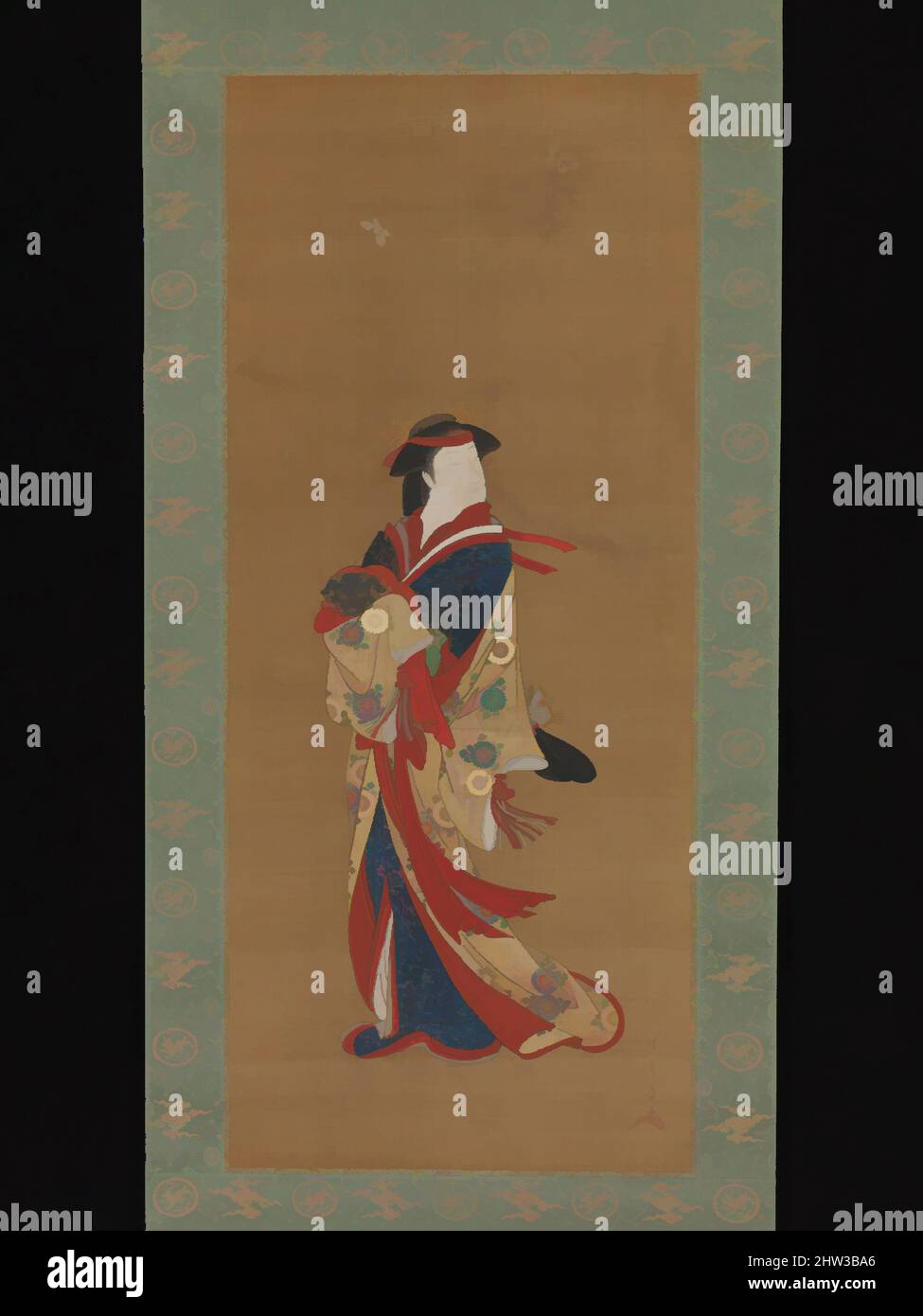 Arte ispirata alla bellezza con farfalle, periodo Edo (1615-1868), 18th secolo, Giappone, Hanging scroll; inchiostro e colore su seta, 40 3/4 x 12 1/2 pollici (103,5 x 31,8 cm), dipinti, Katsukawa Shunshō (giapponese, 1726–1792, opere classiche modernizzate da Artotop con un tuffo di modernità. Forme, colore e valore, impatto visivo accattivante sulle emozioni artistiche attraverso la libertà delle opere d'arte in modo contemporaneo. Un messaggio senza tempo che persegue una nuova direzione selvaggiamente creativa. Artisti che si rivolgono al supporto digitale e creano l'NFT Artotop Foto Stock