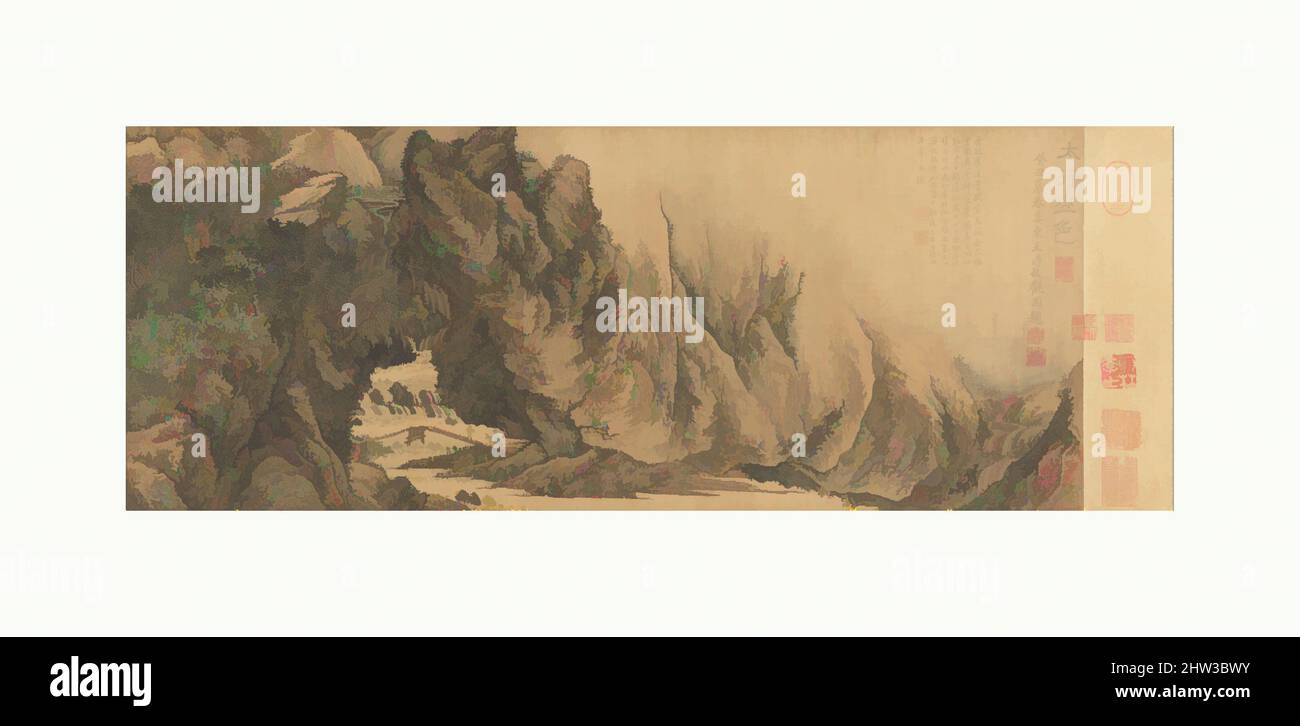 Arte ispirata da 清 王翬 太行山色圖 卷 絹本, i colori del Monte Taihang, dinastia Qing (1644-1911), datata 1669, Cina, Handscroll; Inchiostro e colore su seta, immagine: 10 x 82 1/2 pollici (25,3 x 209,4 cm), dipinti, Wang Hui (cinese, 1632–1717), Wang Hui, Come i suoi insegnanti, credeva che lo studio di opere antiche e classiche modernizzate da Artotop con un tuffo di modernità. Forme, colore e valore, impatto visivo accattivante sulle emozioni artistiche attraverso la libertà delle opere d'arte in modo contemporaneo. Un messaggio senza tempo che persegue una nuova direzione selvaggiamente creativa. Artisti che si rivolgono al supporto digitale e creano l'NFT Artotop Foto Stock