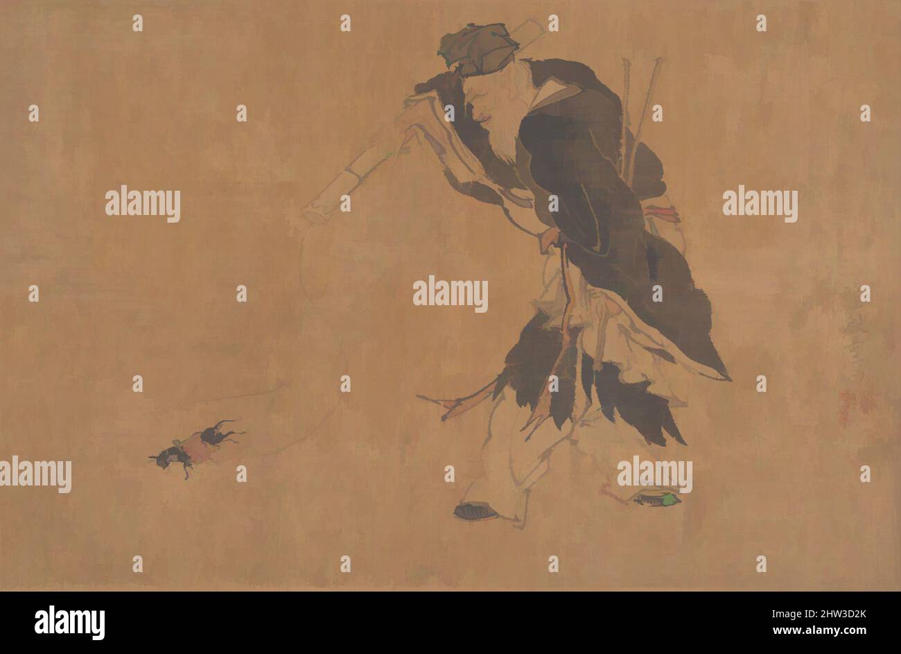 Arte ispirata a Zhang Guolao e alla sua magia Mule, Ming (1368–1644) o Qing (1644–1911) dinastia, Cina, Album foglia; inchiostro e colore su seta, 8 1/8 x 12 1/2 pollici (20,6 x 31,8 cm), dipinti, attribuiti a Yin Qi, opere classiche modernizzate da Artotop con un tuffo di modernità. Forme, colore e valore, impatto visivo accattivante sulle emozioni artistiche attraverso la libertà delle opere d'arte in modo contemporaneo. Un messaggio senza tempo che persegue una nuova direzione selvaggiamente creativa. Artisti che si rivolgono al supporto digitale e creano l'NFT Artotop Foto Stock