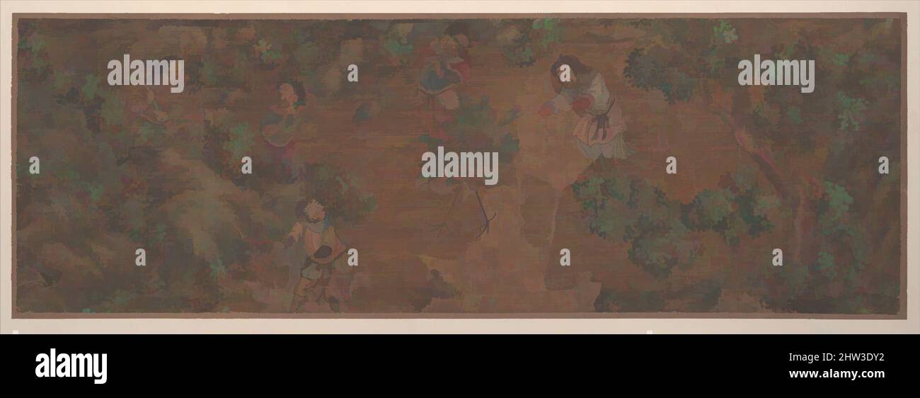 Arte ispirata dalla pittura paesaggistica di Figura in Woodland Setting, dinastia Qing (1644–1911), Cina, foglia album; colore su seta, 5 x 14 3/4 poll. (12,7 x 37,5 cm), dipinti, artista non identificato, opere classiche modernizzate da Artotop con un tuffo di modernità. Forme, colore e valore, impatto visivo accattivante sulle emozioni artistiche attraverso la libertà delle opere d'arte in modo contemporaneo. Un messaggio senza tempo che persegue una nuova direzione selvaggiamente creativa. Artisti che si rivolgono al supporto digitale e creano l'NFT Artotop Foto Stock