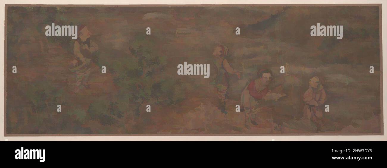 Arte ispirata dalla pittura paesaggistica di Figura in Woodland Setting, dinastia Qing (1644–1911), Cina, foglia album; colore su seta, 5 x 14 5/8 poll. (12,7 x 37,1 cm), dipinti, artista non identificato, opere classiche modernizzate da Artotop con un tuffo di modernità. Forme, colore e valore, impatto visivo accattivante sulle emozioni artistiche attraverso la libertà delle opere d'arte in modo contemporaneo. Un messaggio senza tempo che persegue una nuova direzione selvaggiamente creativa. Artisti che si rivolgono al supporto digitale e creano l'NFT Artotop Foto Stock