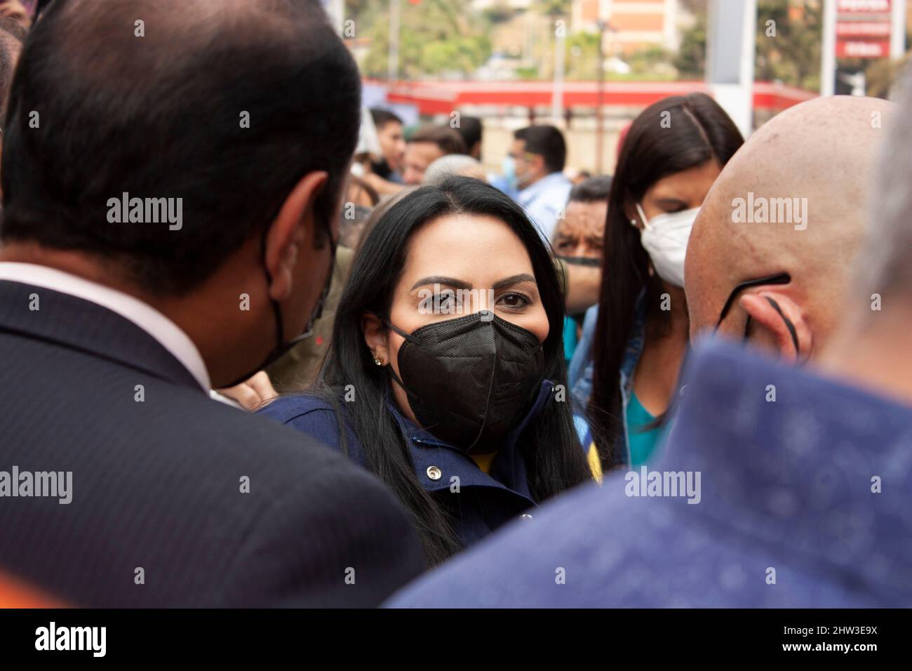 Caracas, Venezuela, 03th marzo 2022. DElsa Solórzano, membro dell'assemblea nazionale del Venezuela contro il governo di Nicolas Maduro era in un Foto Stock