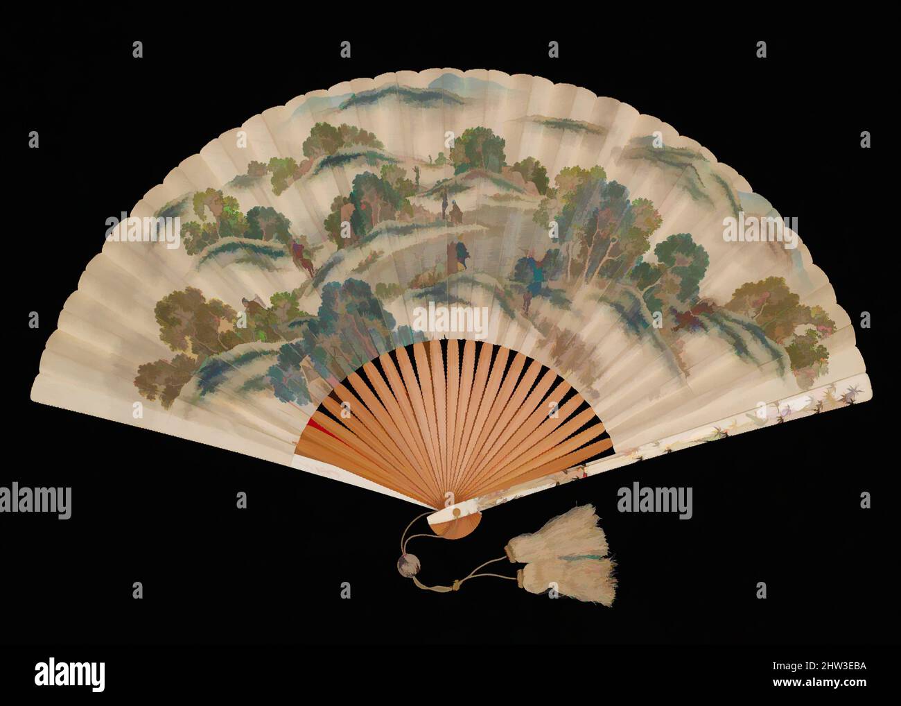 Arte ispirata alla scena dell'agricoltura invernale; (verso) scena dell'agricoltura autunnale, periodo Edo (1615–1868), Giappone, ventola pieghevole; inchiostro e colore su carta, con montaggio in avorio, H. 16 1/8 poll. (41 cm); W. 29 1/2" (75 cm), dipinti, Katsushika Isai (giapponese, 1821–1880), questo ventilatore insolitamente grande, le opere classiche modernizzate da Artotop con un tuffo di modernità. Forme, colore e valore, impatto visivo accattivante sulle emozioni artistiche attraverso la libertà delle opere d'arte in modo contemporaneo. Un messaggio senza tempo che persegue una nuova direzione selvaggiamente creativa. Artisti che si rivolgono al supporto digitale e creano l'NFT Artotop Foto Stock