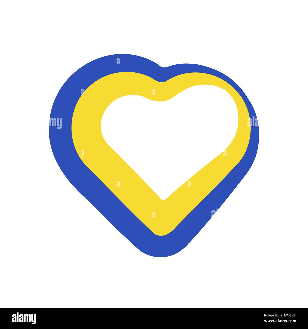 Bandiera dell'Ucraina in forma di cuore. Illustrazione vettoriale. Simbolo nazionale ucraino moderno Illustrazione Vettoriale