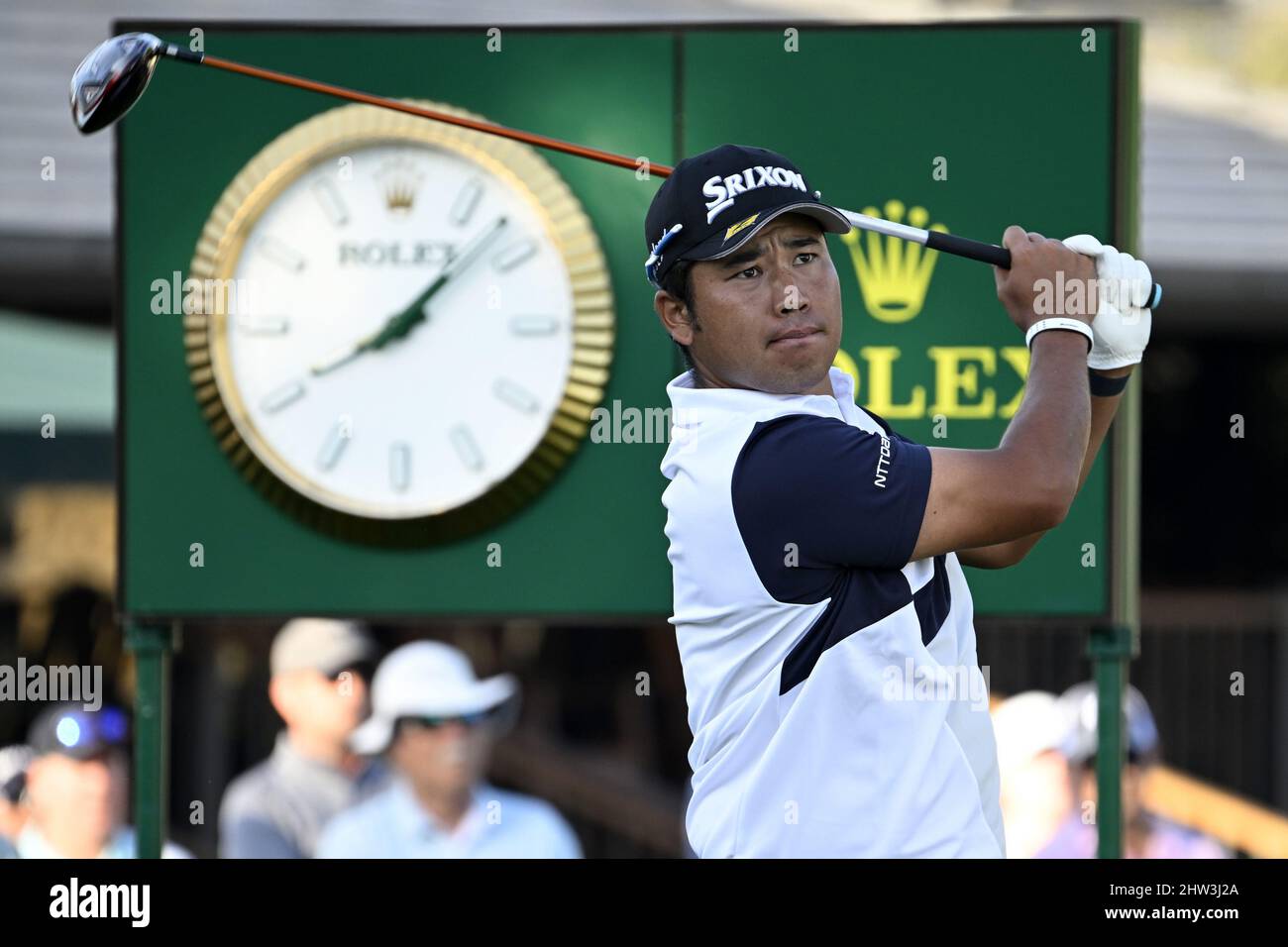 Orlando, Stati Uniti. 03rd Mar 2022. Hideki Matsuyama si tea fuori al 2022 Arnold Palmer Invitational tenuto al Bay Hill Club and Lodge di Orlando, Florida Giovedi, 3 marzo 2022. Foto di Joe Marino/UPI Credit: UPI/Alamy Live News Foto Stock