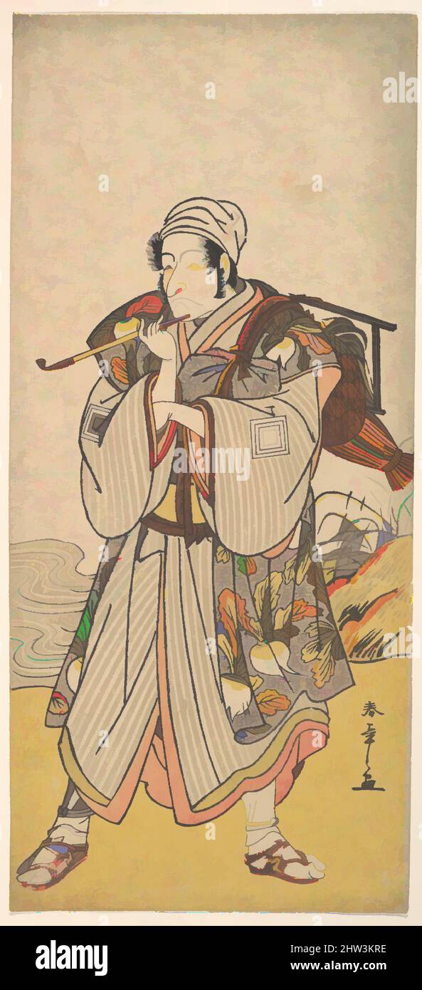 Arte ispirata dall'attore Danjuro III come peddler itinerante, periodo Edo (1615–1868), 1726–1792, Giappone, stampa in blocchi di legno policromi; inchiostro e colore su carta, 12 3/4 x 5 3/4 pollici (32,4 x 14,6 cm), stampe, Katsukawa Shunshō (giapponese, 1726–1792, opere classiche modernizzate da Artotop con un tuffo di modernità. Forme, colore e valore, impatto visivo accattivante sulle emozioni artistiche attraverso la libertà delle opere d'arte in modo contemporaneo. Un messaggio senza tempo che persegue una nuova direzione selvaggiamente creativa. Artisti che si rivolgono al supporto digitale e creano l'NFT Artotop Foto Stock