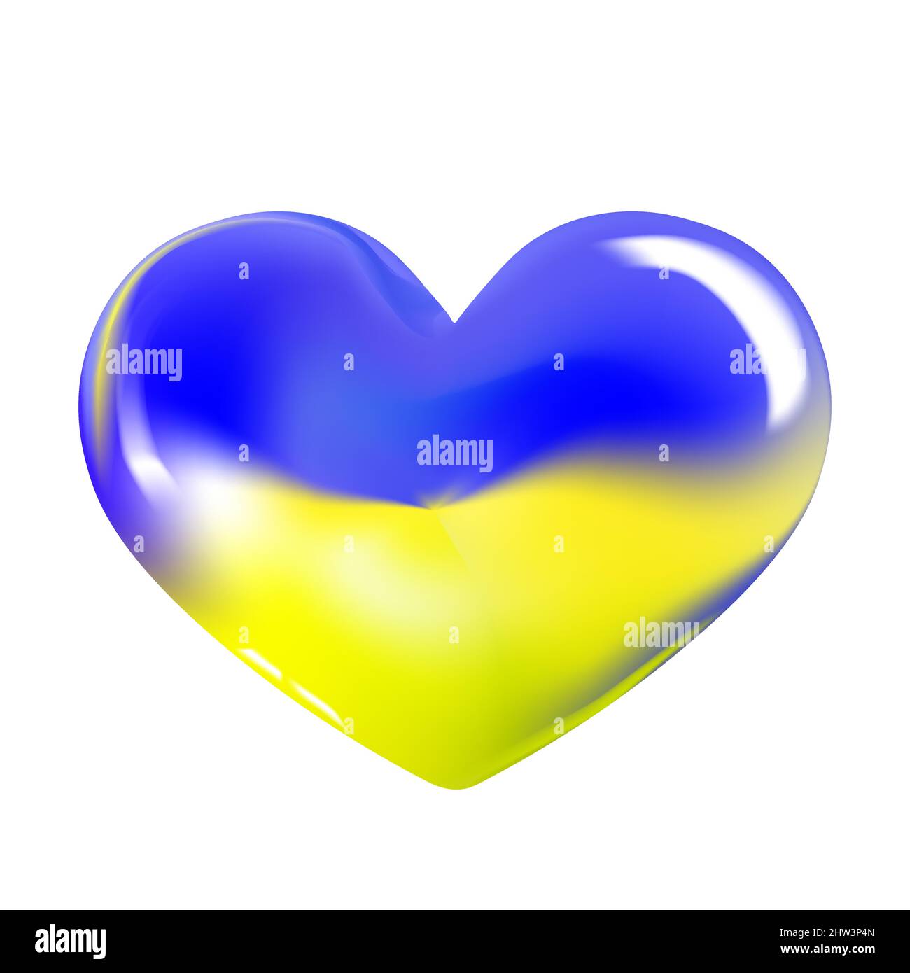 Illustrazione vettoriale con cuore nei colori della bandiera Ucraina isolata su sfondo bianco. Nessuna iscrizione di guerra. Bandiera Ucraina. Blu e giallo Illustrazione Vettoriale