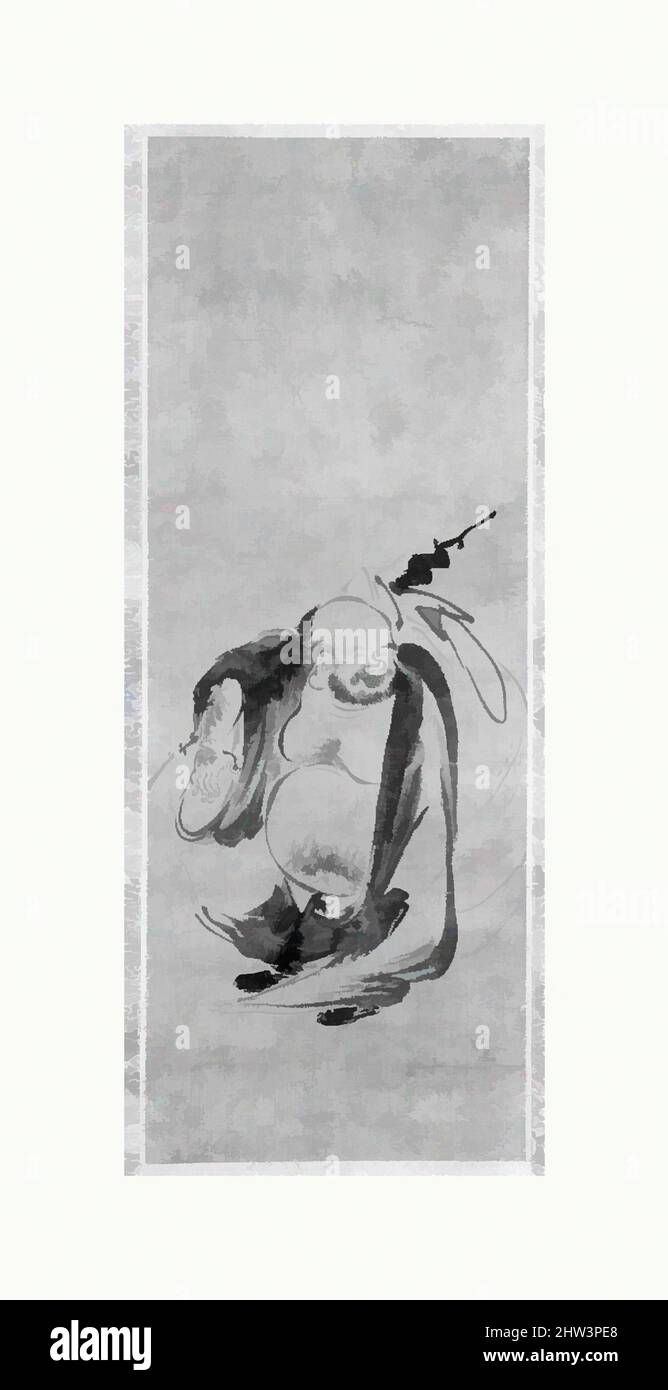 Arte ispirata da Hotei, fiancheggiata da pannelli di uccelli, periodo Muromachi (1392-1573), fine 15th secolo, Giappone, Paint on paper, 33 x 12 poll. (83,3 x 30,5 cm), dipinti, dopo Kenkō Shokei (giapponese, attivo ca. 1470–dopo il 1523, opere classiche modernizzate da Artotop con un tuffo di modernità. Forme, colore e valore, impatto visivo accattivante sulle emozioni artistiche attraverso la libertà delle opere d'arte in modo contemporaneo. Un messaggio senza tempo che persegue una nuova direzione selvaggiamente creativa. Artisti che si rivolgono al supporto digitale e creano l'NFT Artotop Foto Stock