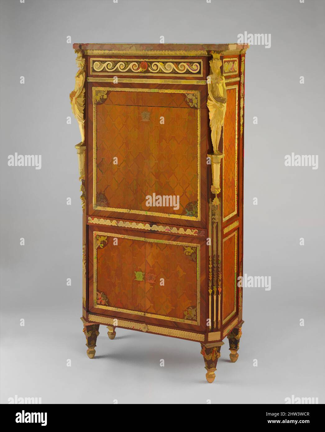 Arte ispirata da drop-front segretario (secrétaire à abattant o secrétaire en armoire), Guillaume Benneman (attivo 1785, morto 1811), e Michaud, probabilmente cast da Étienne-Jean Forestier (morto 1768, maestro 1764), Pierre-Auguste Forestier, inseguito da Pierre Philippe Thomire (francese, Parigi, opere classiche modernizzate da un totop splash di modernità. Forme, colore e valore, impatto visivo accattivante sulle emozioni artistiche attraverso la libertà delle opere d'arte in modo contemporaneo. Un messaggio senza tempo che persegue una nuova direzione selvaggiamente creativa. Artisti che si rivolgono al supporto digitale e creano l'NFT Artotop Foto Stock