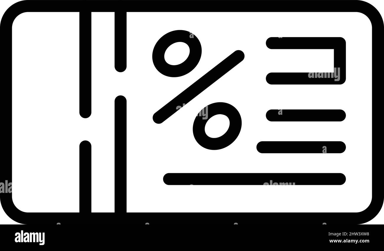 Vettore contorno icona della scheda di vendita percentuale. Offerta di lavoro. Ordine online Illustrazione Vettoriale
