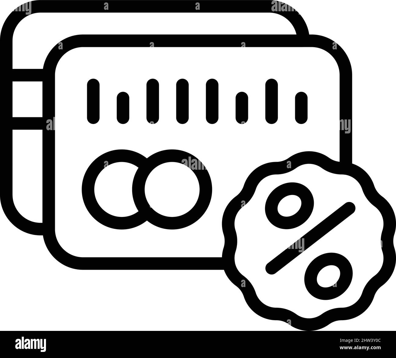 Vendita carta bancaria icona vettore contorno. Offerta di lavoro. Ordine personalizzato Illustrazione Vettoriale